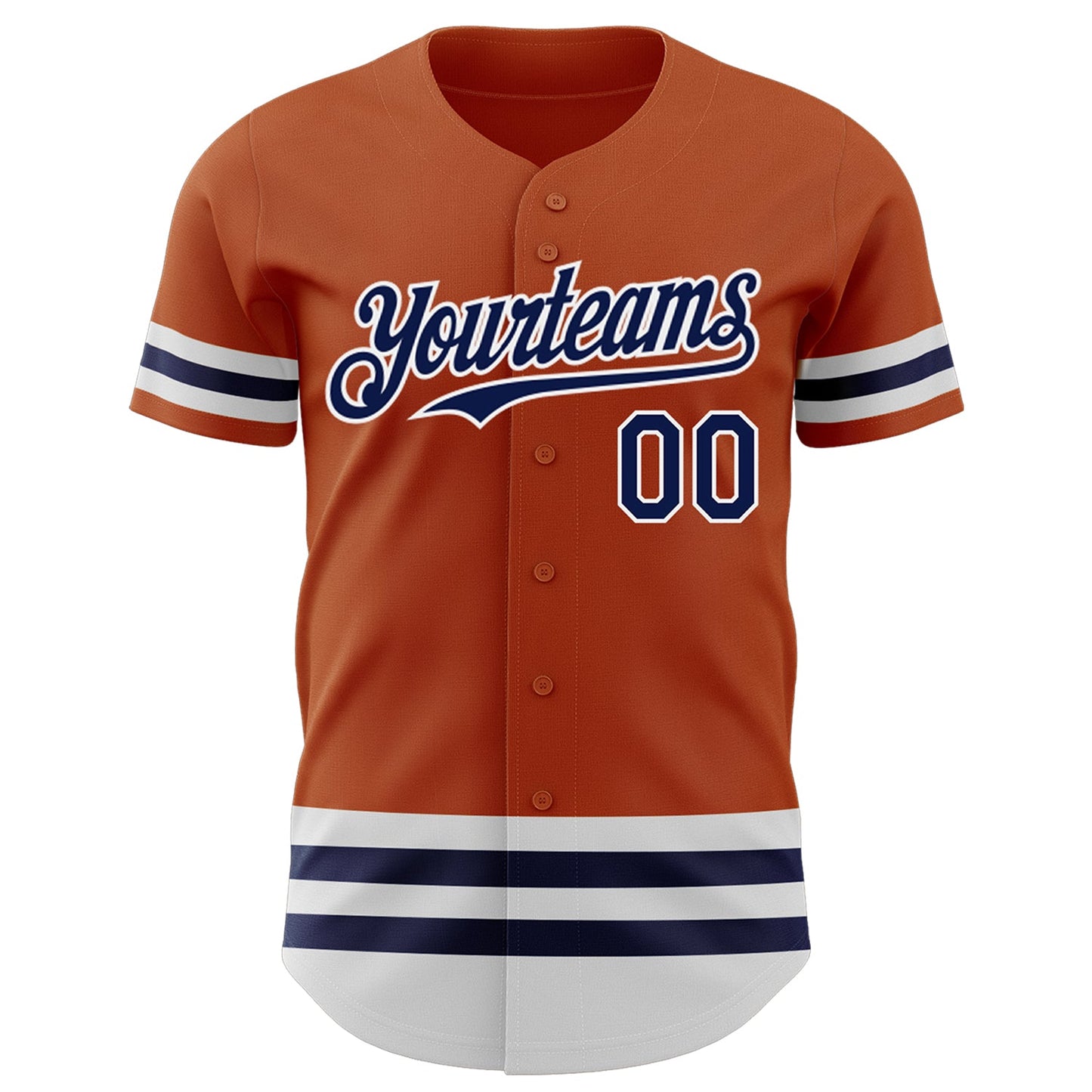 Custom Texas Orange Navy-White Line Authentic Baseball Jersey view 2