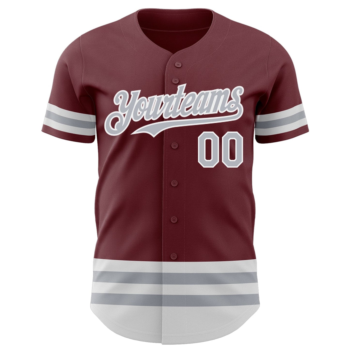 Custom Burgundy Gray-White Line Authentic Baseball Jersey view 2