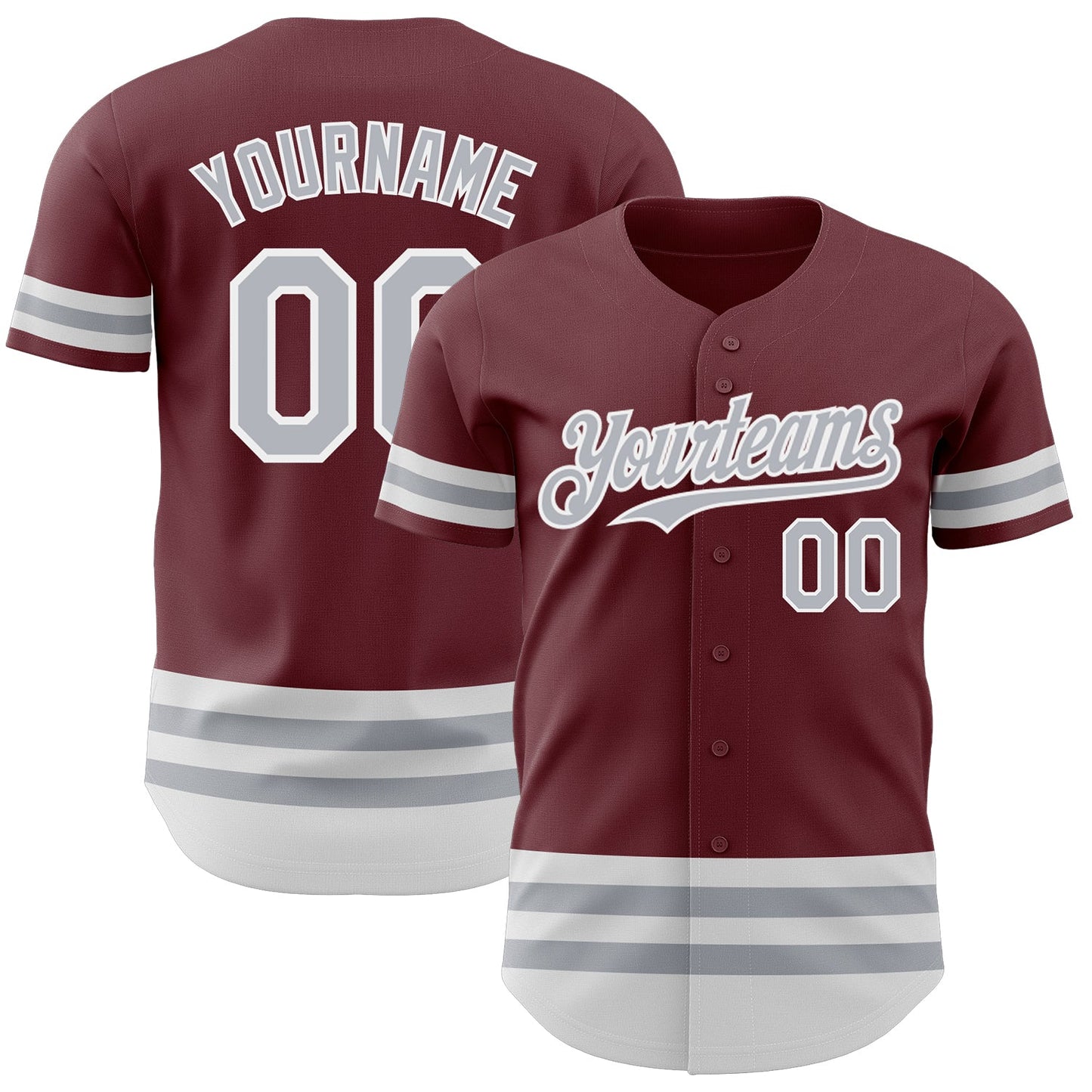Custom Burgundy Gray-White Line Authentic Baseball Jersey - Main View