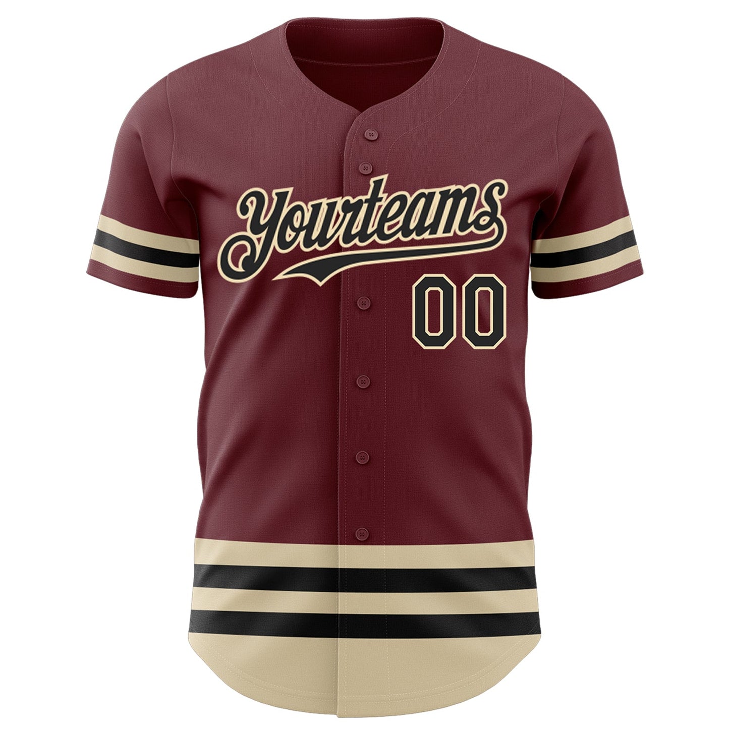 Custom Burgundy Black-Cream Line Authentic Baseball Jersey view 2
