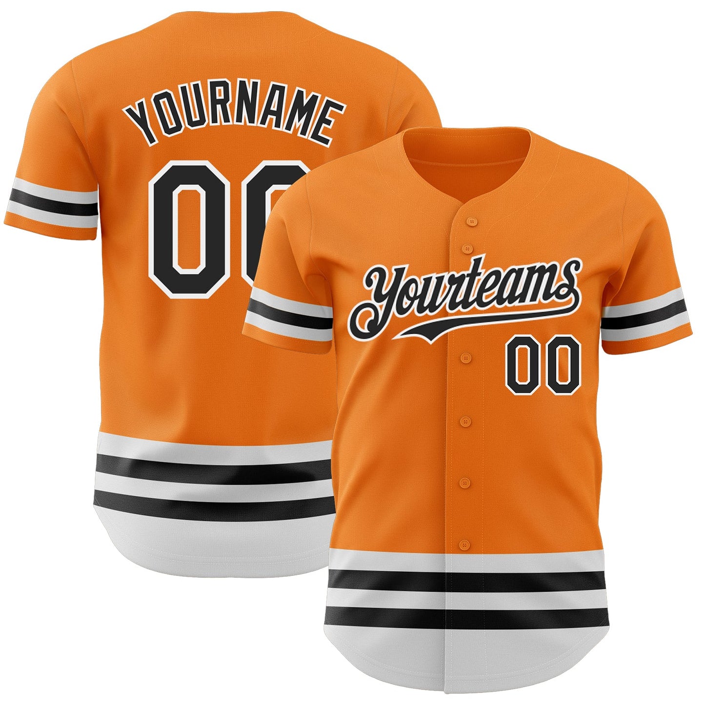 Custom Bay Orange Black-White Line Authentic Baseball Jersey - Main View