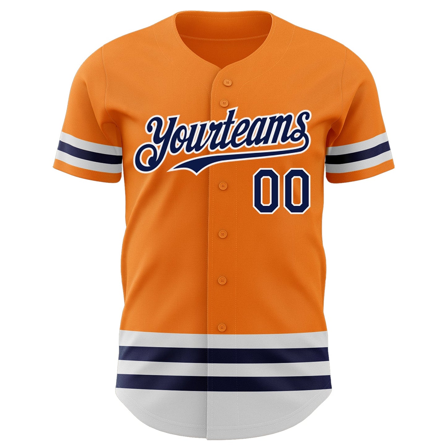 Custom Bay Orange Navy-White Line Authentic Baseball Jersey view 2