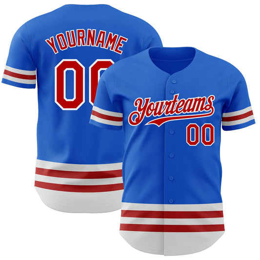 Custom Thunder Blue Red-White Line Authentic Baseball Jersey - Main View