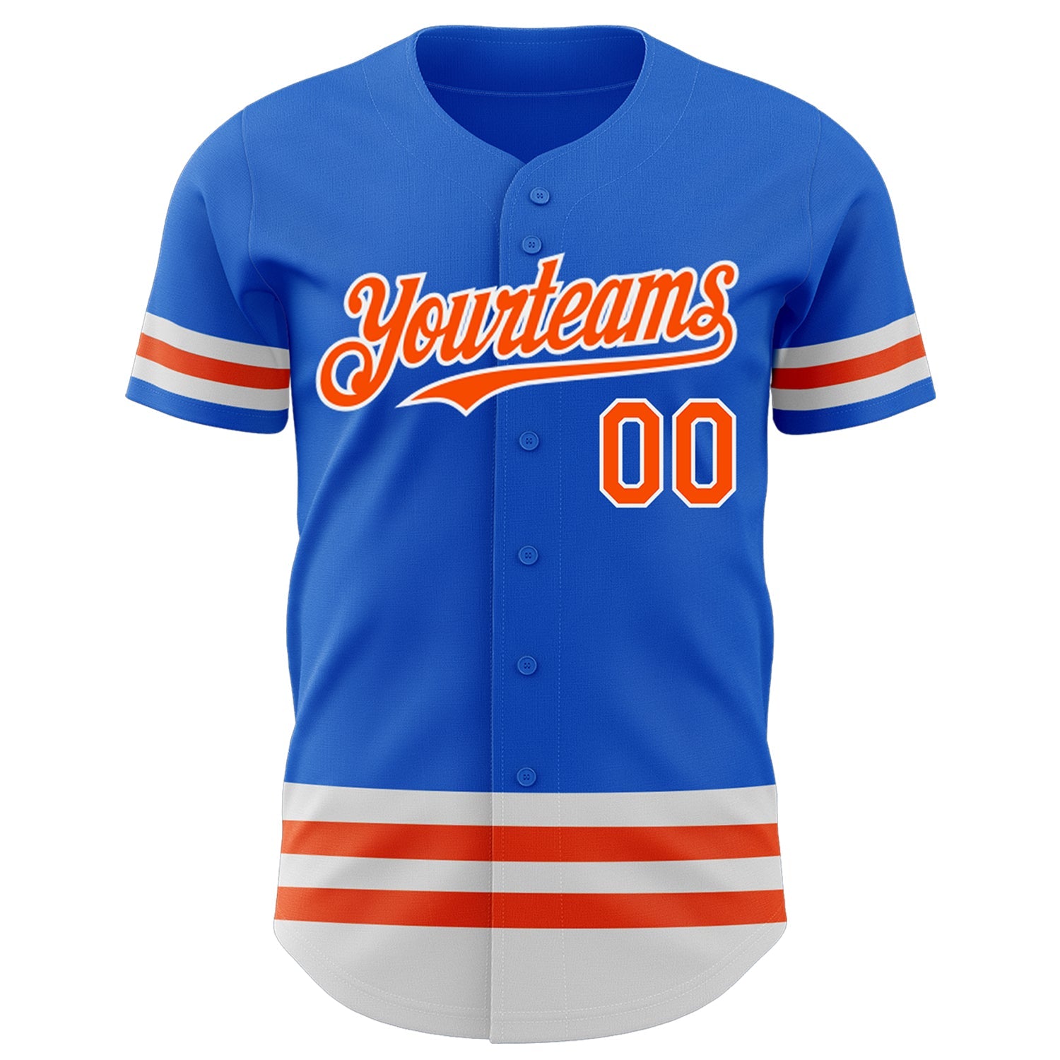 Custom Thunder Blue Orange-White Line Authentic Baseball Jersey view 2