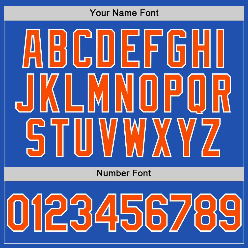 Custom Thunder Blue Orange-White Line Authentic Baseball Jersey view 5