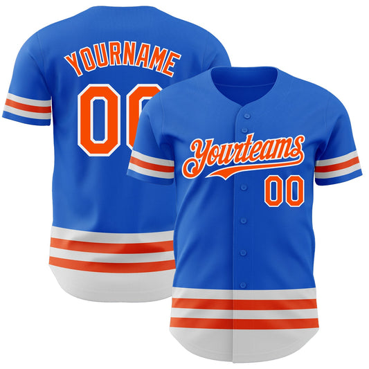 Custom Thunder Blue Orange-White Line Authentic Baseball Jersey - Main View