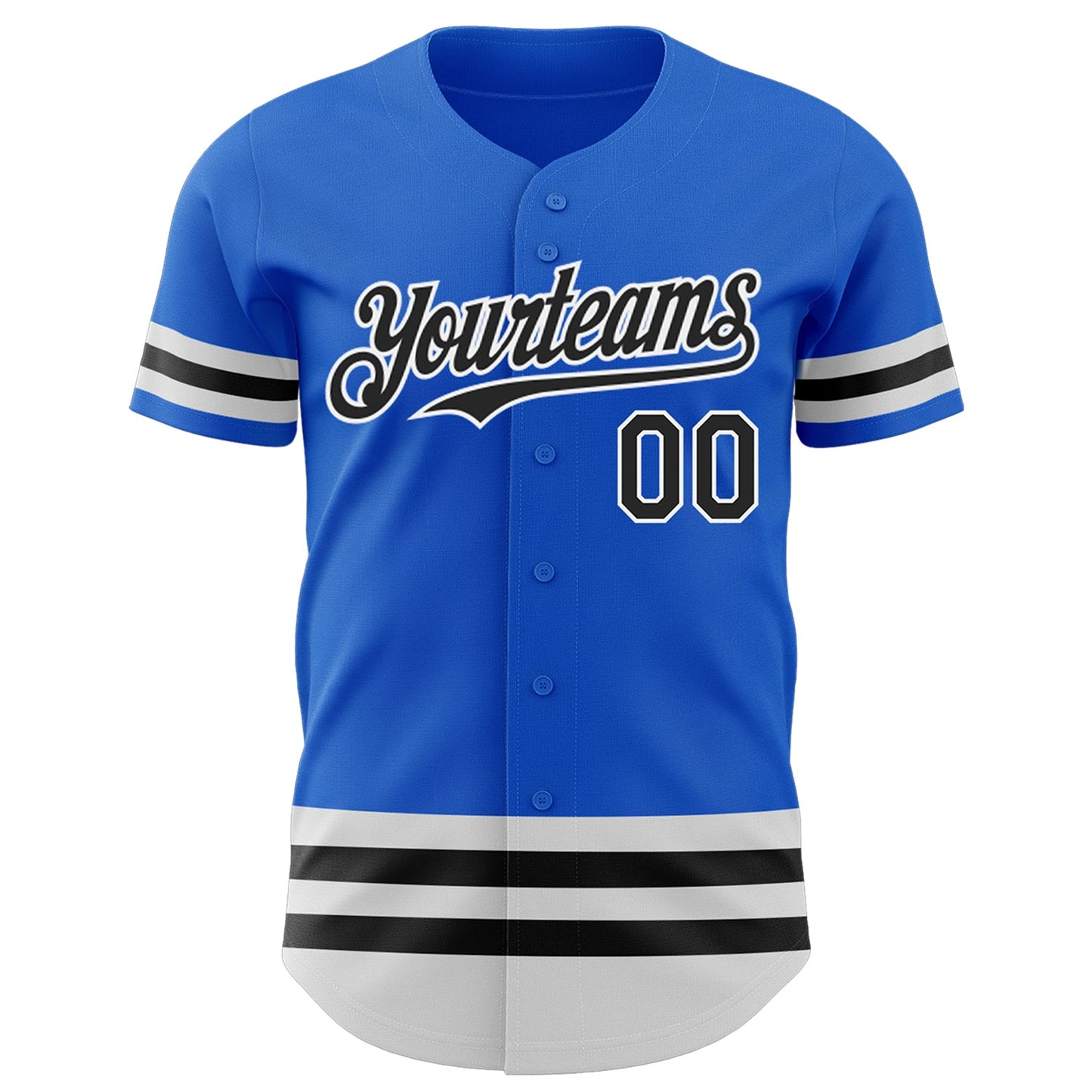 Custom Thunder Blue Black-White Line Authentic Baseball Jersey view 2