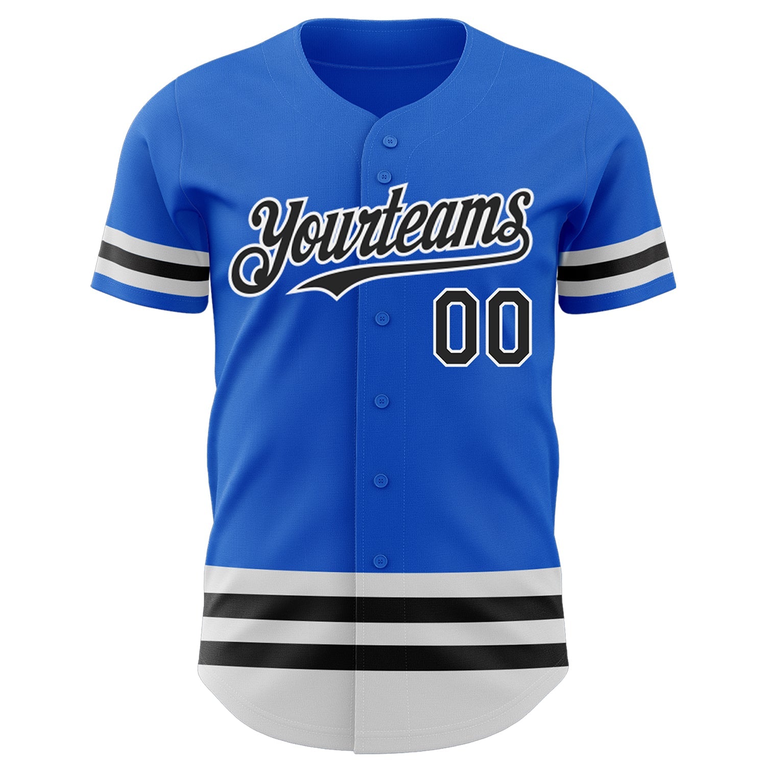 Custom Thunder Blue Black-White Line Authentic Baseball Jersey view 2