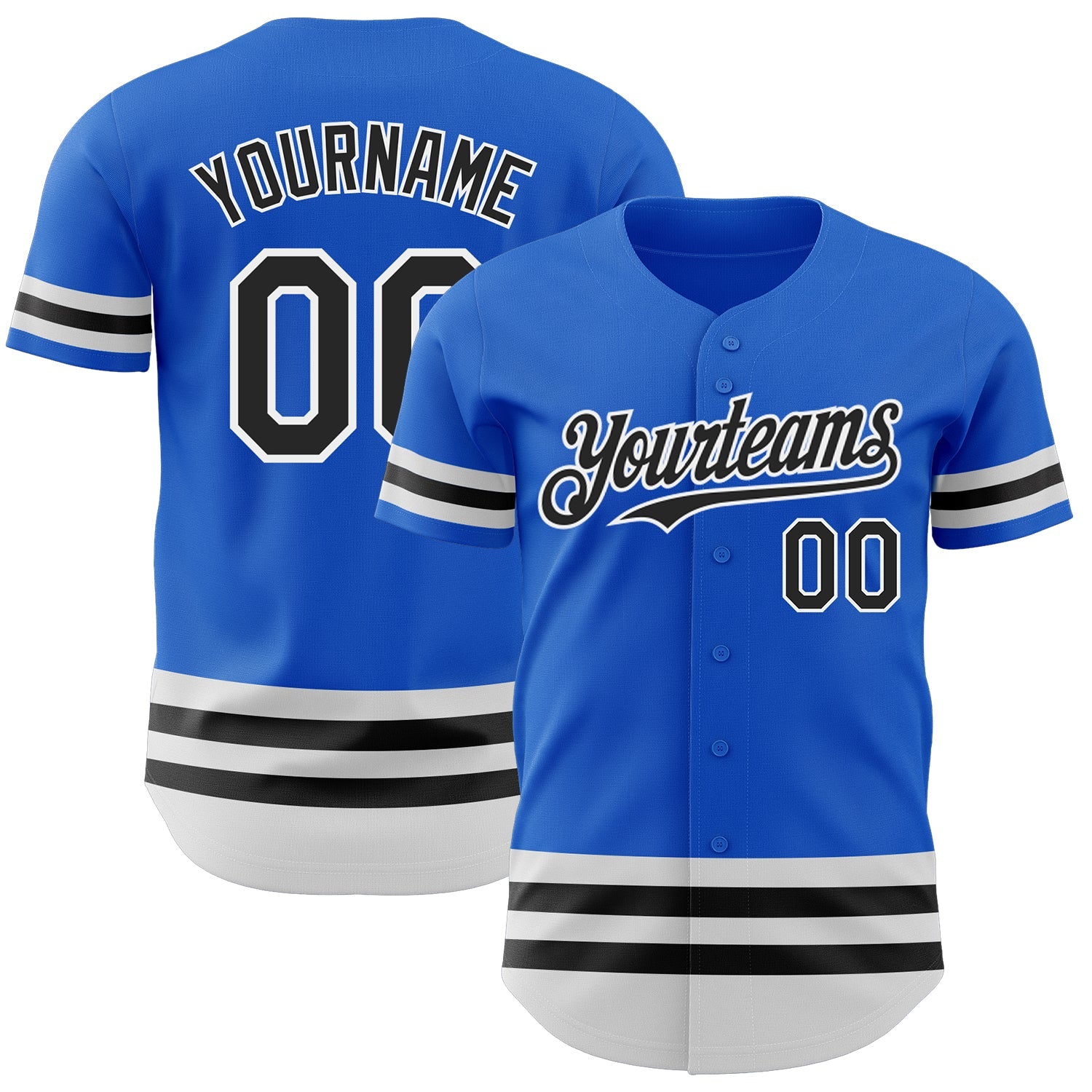 Custom Thunder Blue Black-White Line Authentic Baseball Jersey - Main View