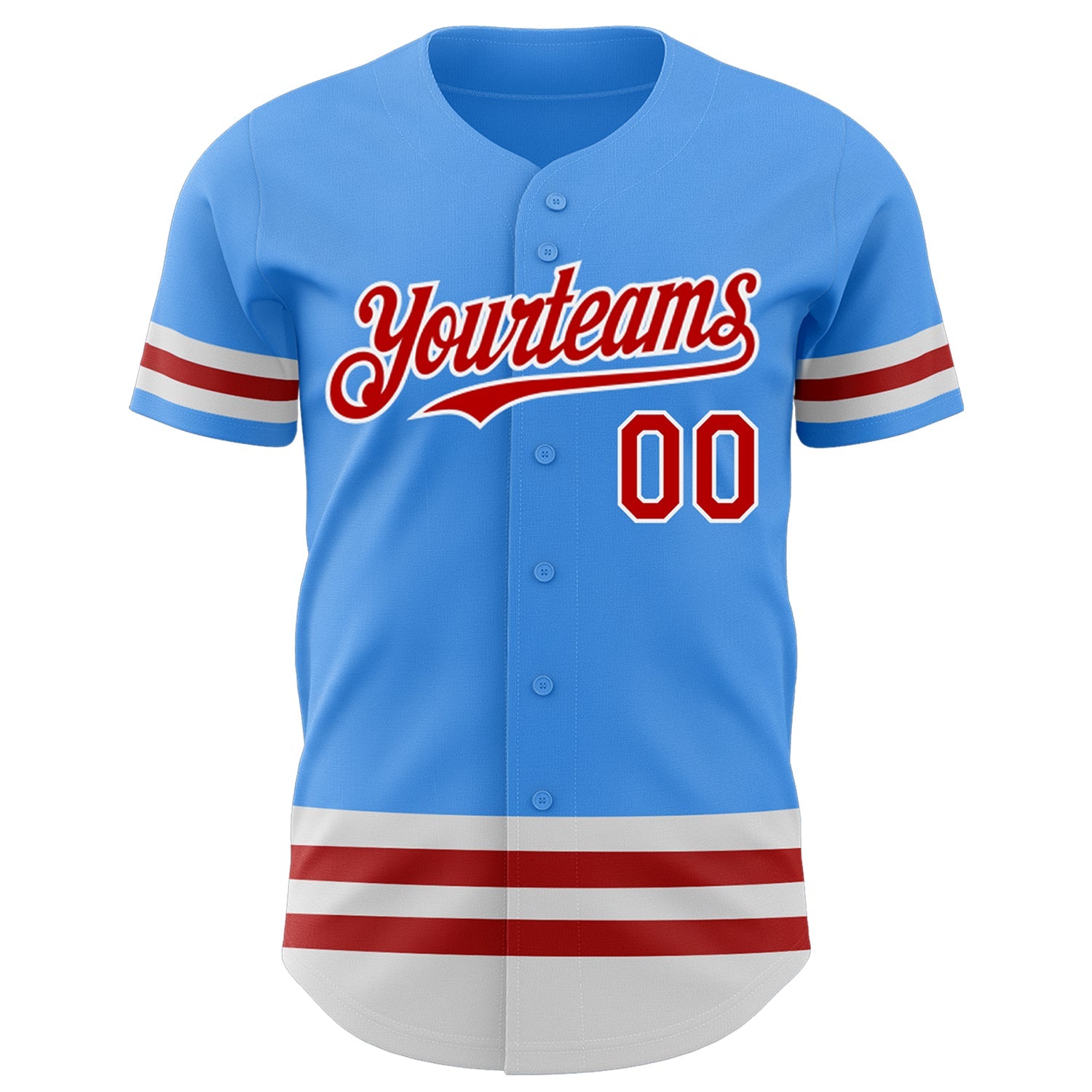 Custom Electric Blue Red-White Line Authentic Baseball Jersey view 2