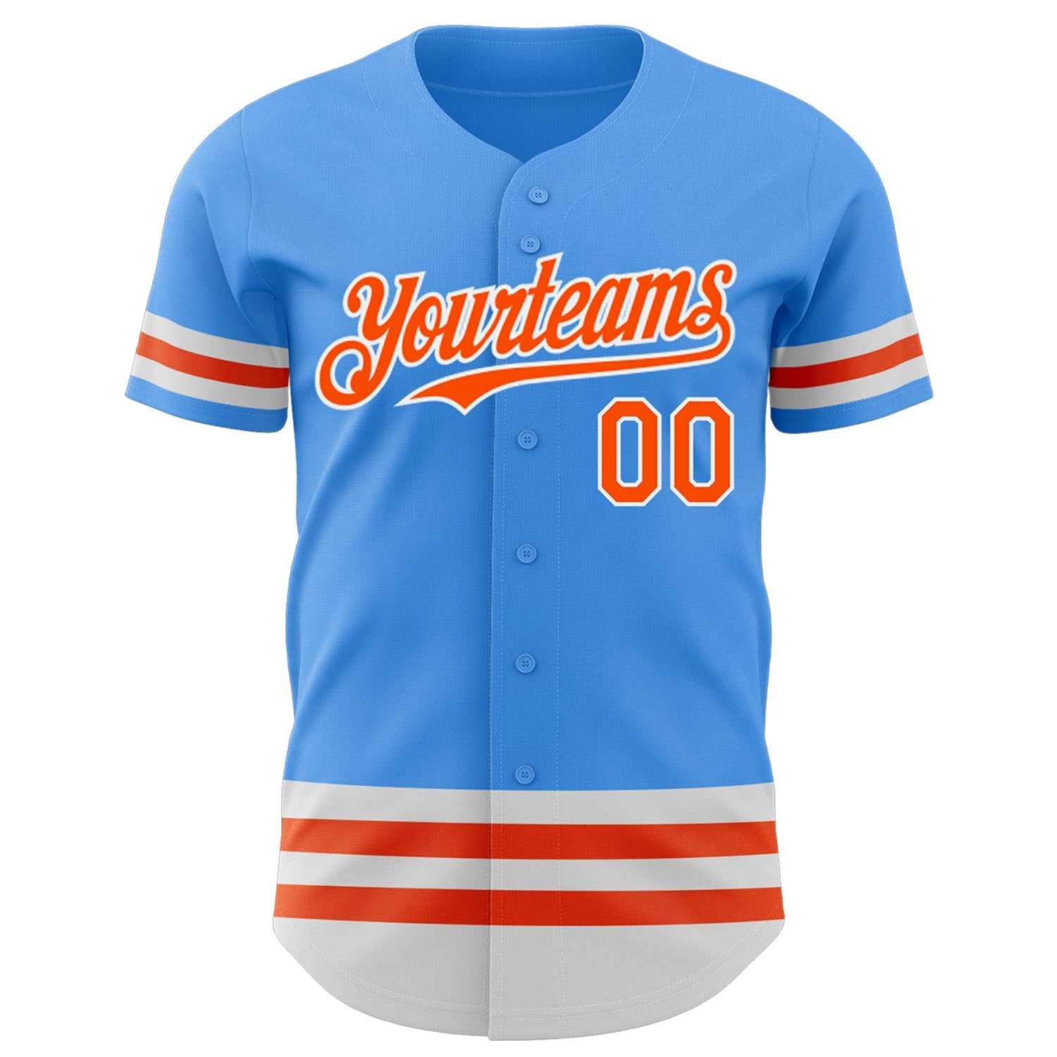 Custom Electric Blue Orange-White Line Authentic Baseball Jersey view 2