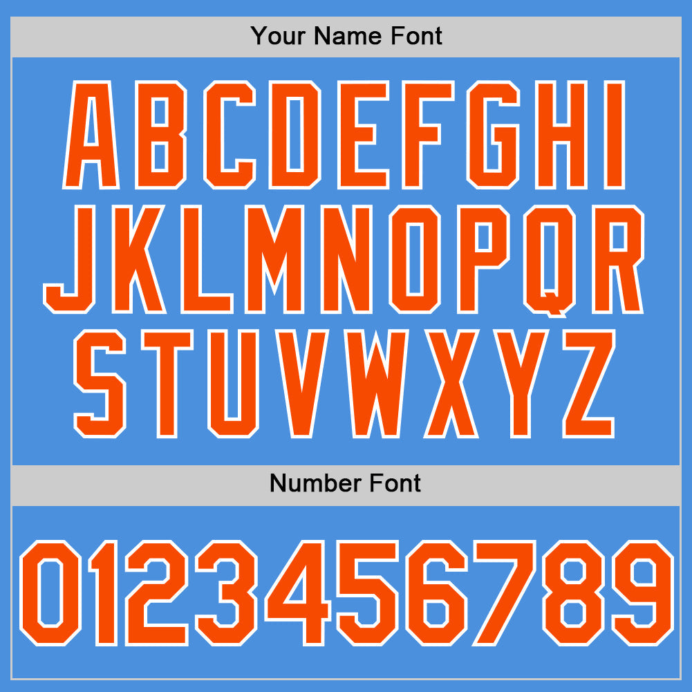 Custom Electric Blue Orange-White Line Authentic Baseball Jersey view 5