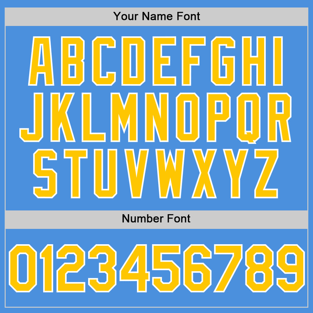 Custom Electric Blue Yellow-White Line Authentic Baseball Jersey view 5