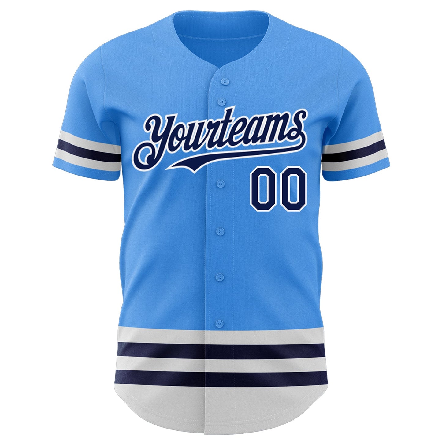 Custom Electric Blue Navy-White Line Authentic Baseball Jersey view 2