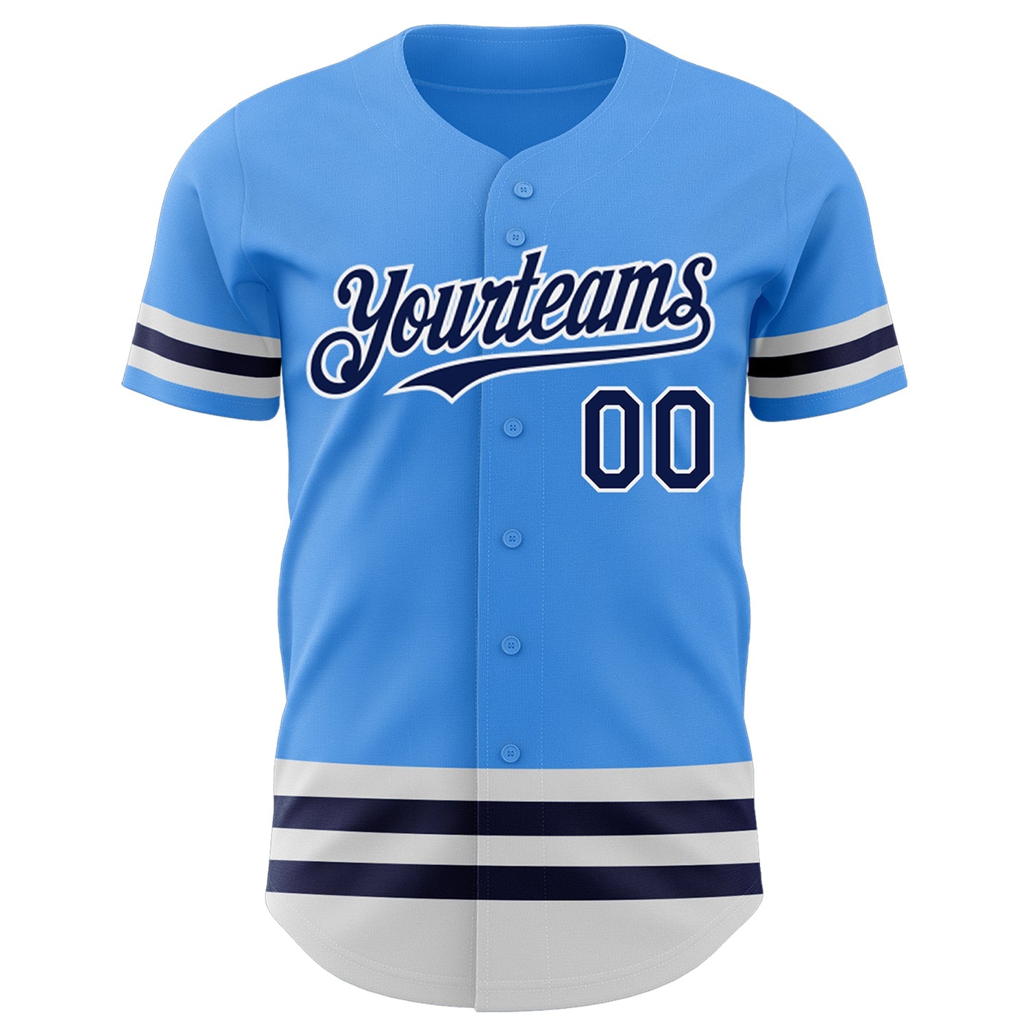 Custom Electric Blue Navy-White Line Authentic Baseball Jersey view 2