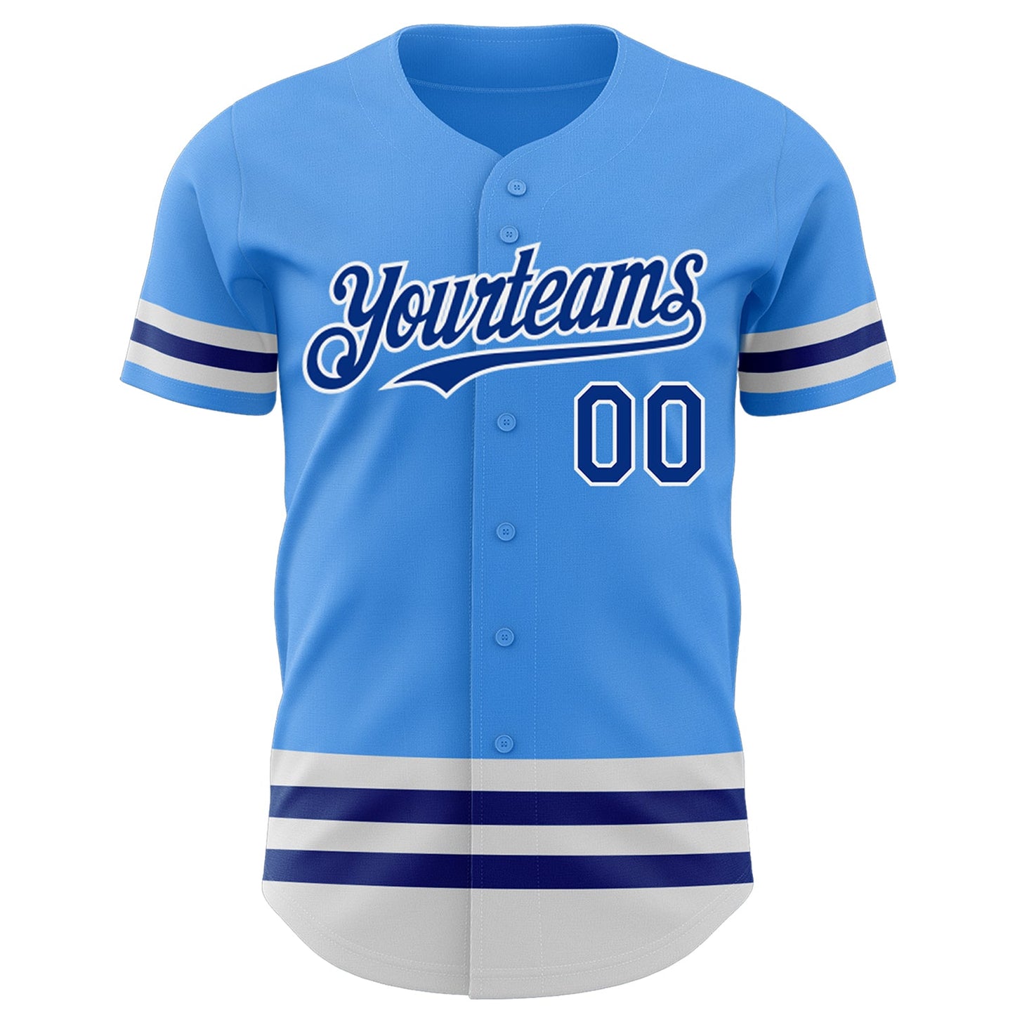 Custom Electric Blue Royal-White Line Authentic Baseball Jersey view 2