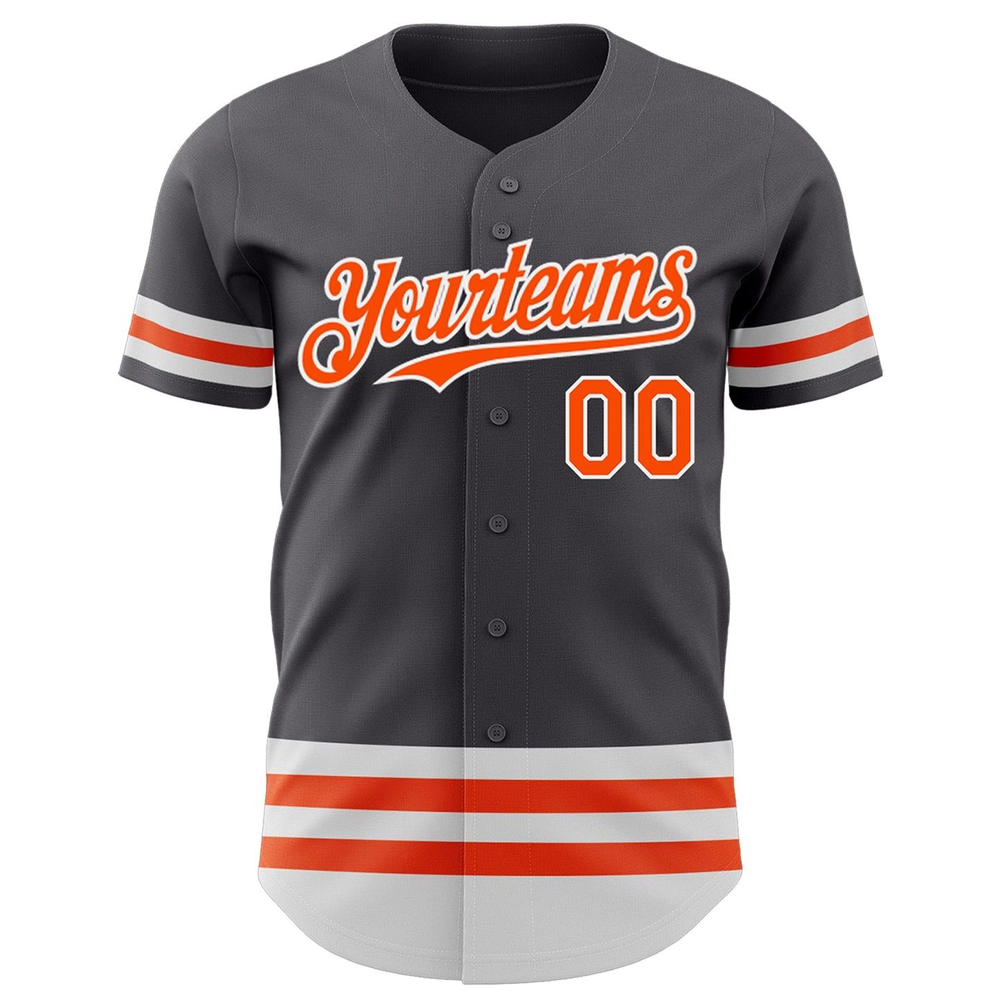Custom Steel Gray Orange-White Line Authentic Baseball Jersey view 2