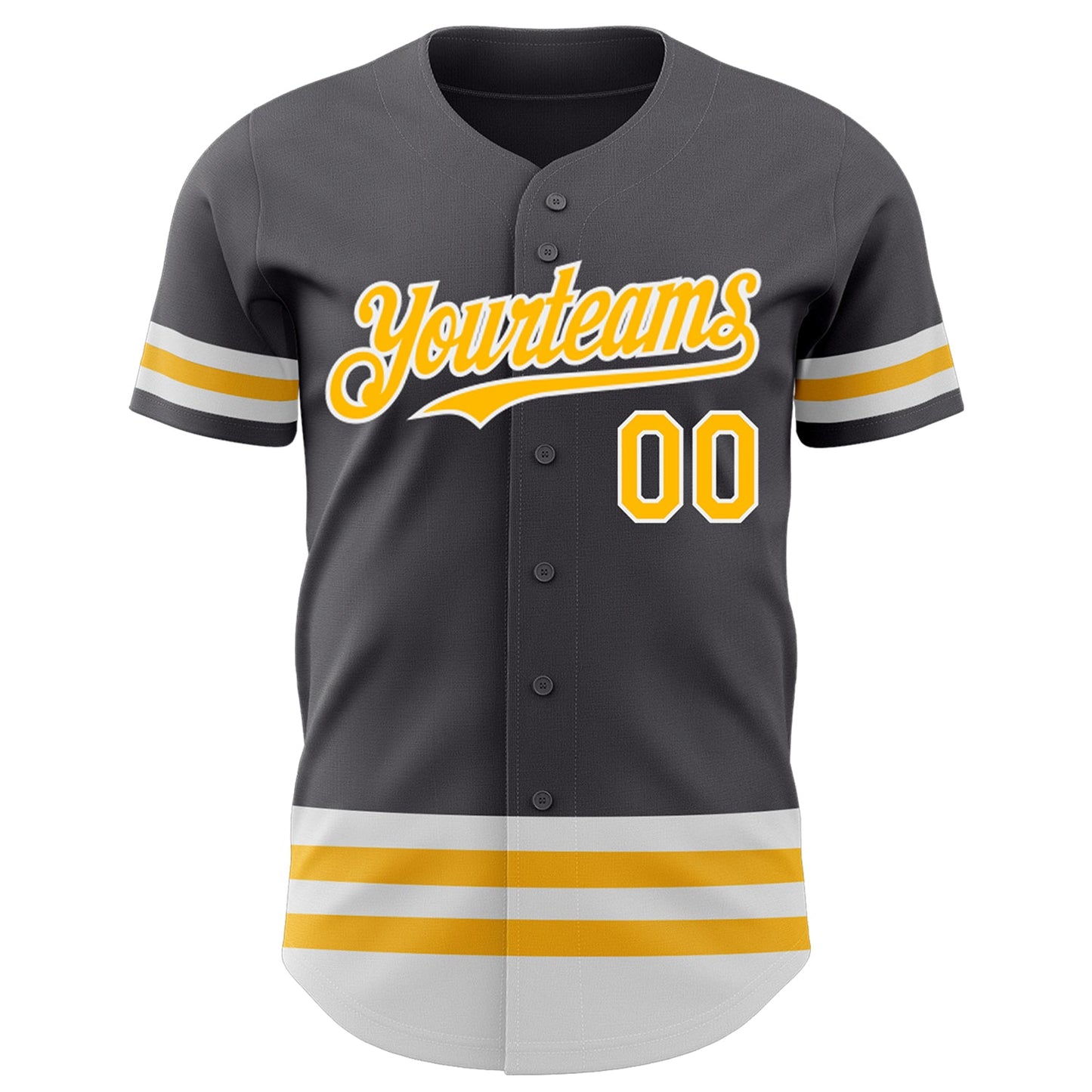 Custom Steel Gray Gold-White Line Authentic Baseball Jersey view 2