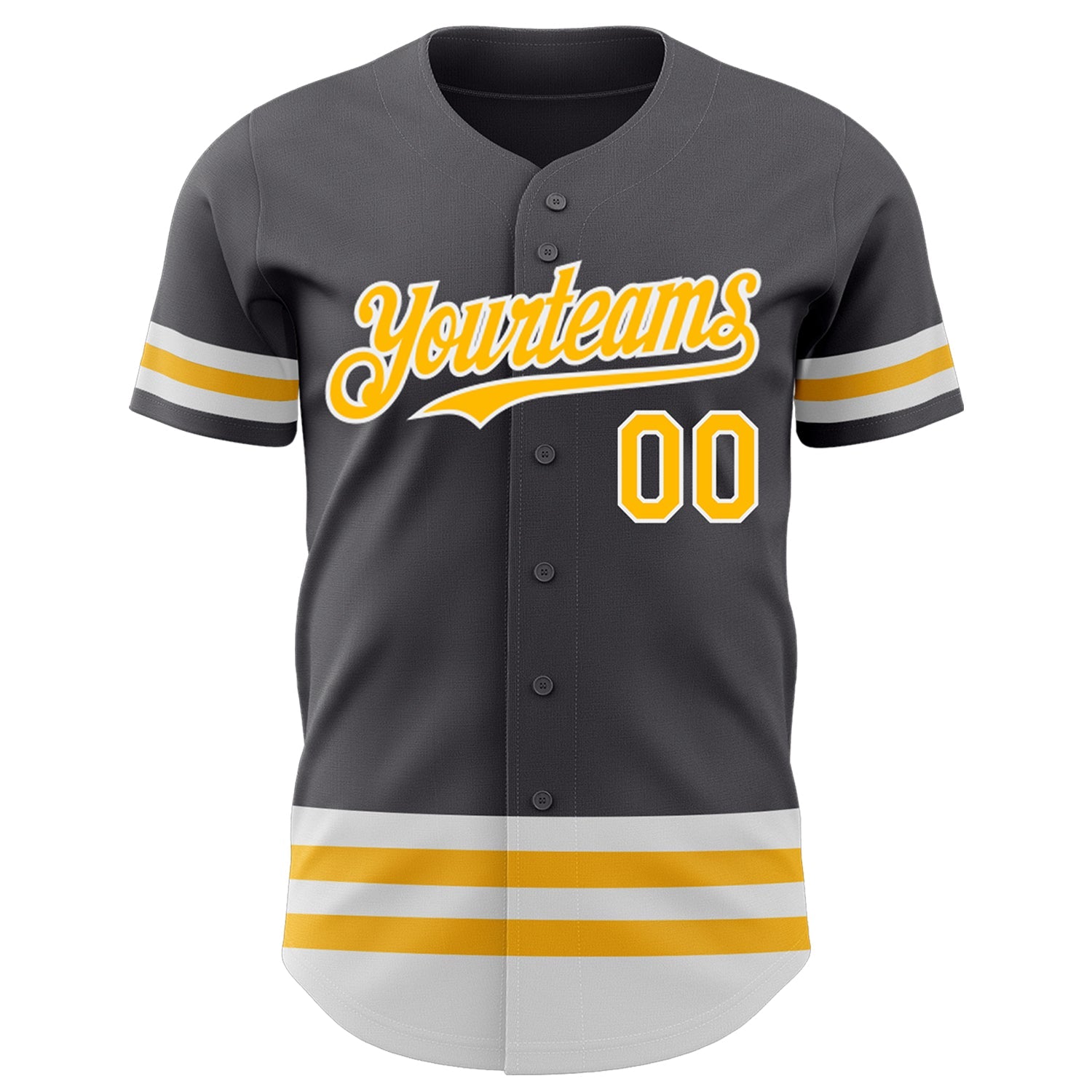 Custom Steel Gray Gold-White Line Authentic Baseball Jersey view 2