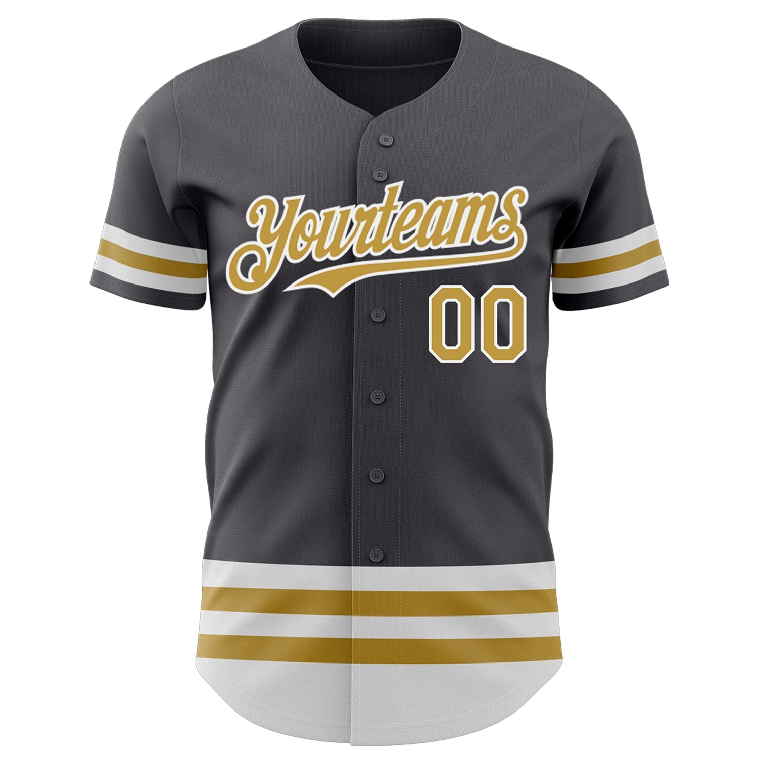 Custom Steel Gray Old Gold-White Line Authentic Baseball Jersey view 2