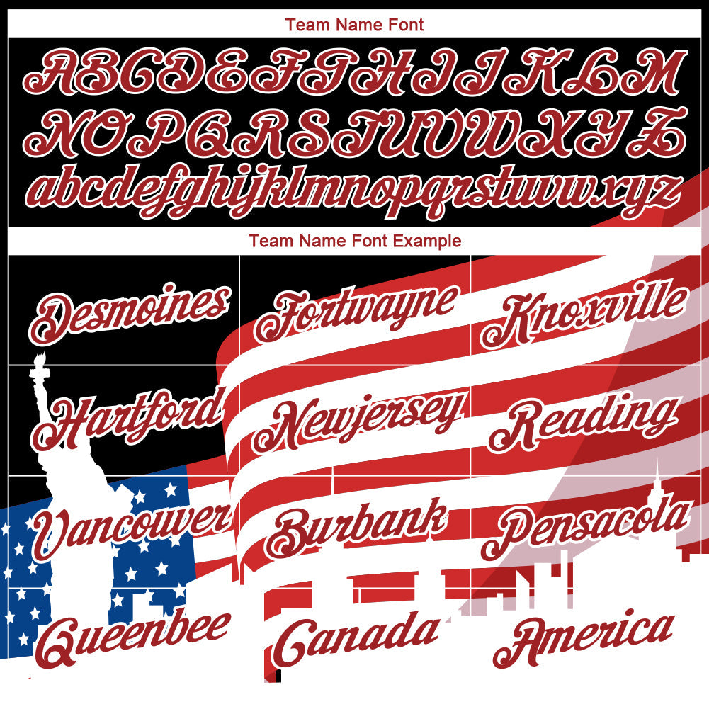 Custom Black Red-White 3D American Flag Patriotic Performance T-Shirt view 3