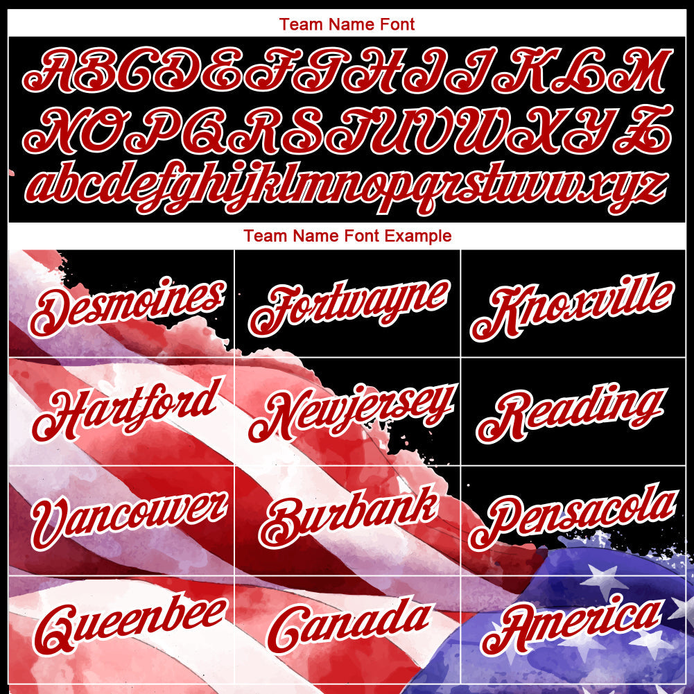 Custom Black Red-White 3D American Flag Patriotic Performance T-Shirt view 3
