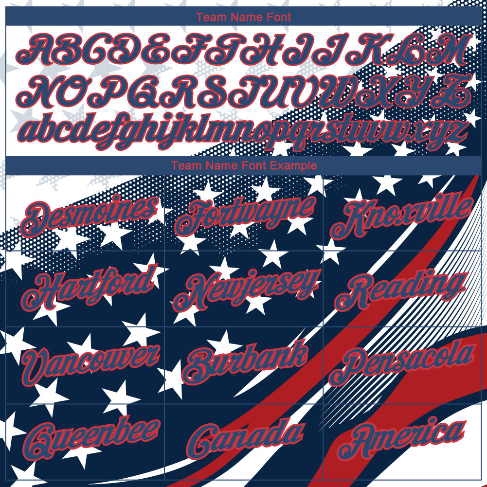 Custom White Navy-Red 3D American Flag Patriotic Performance T-Shirt view 3