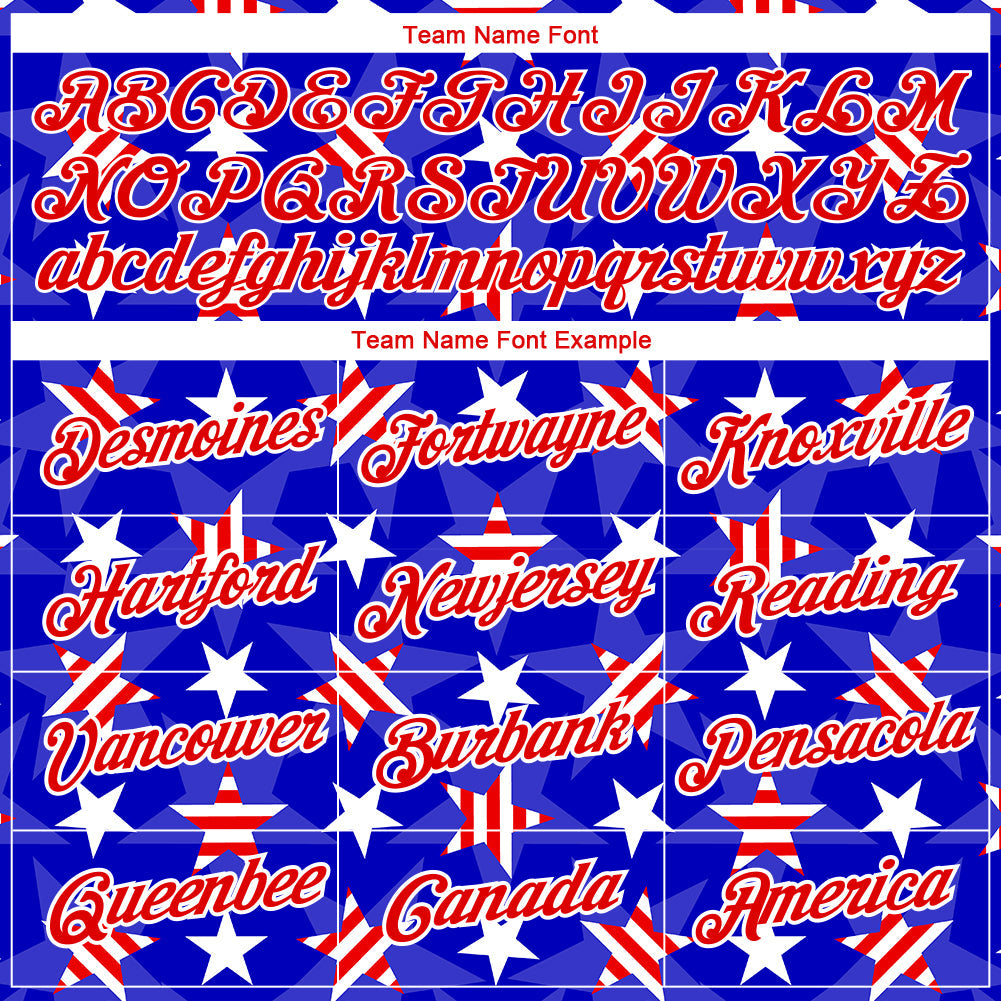 Custom Royal Red-White 3D American Flag Patriotic Performance T-Shirt view 3