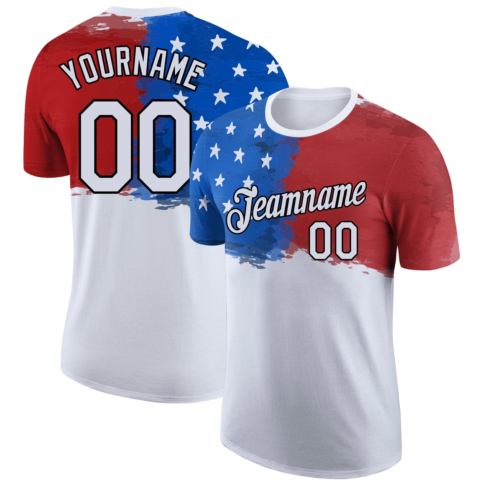 Custom White Red Royal-Black 3D American Flag Patriotic Performance T-Shirt - Main View