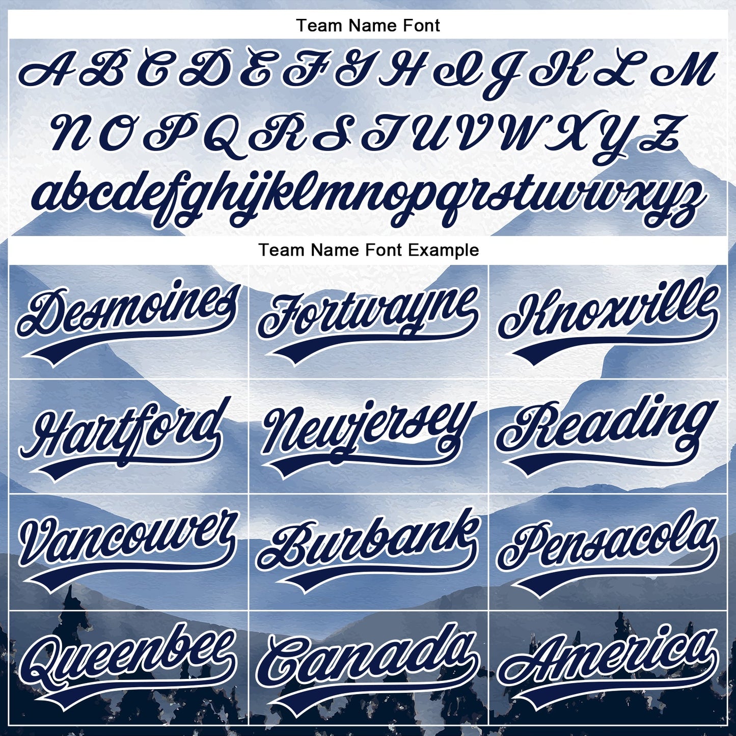 Custom White Navy 3D Pattern Design Watercolor Mountains Authentic Baseball Jersey view 4