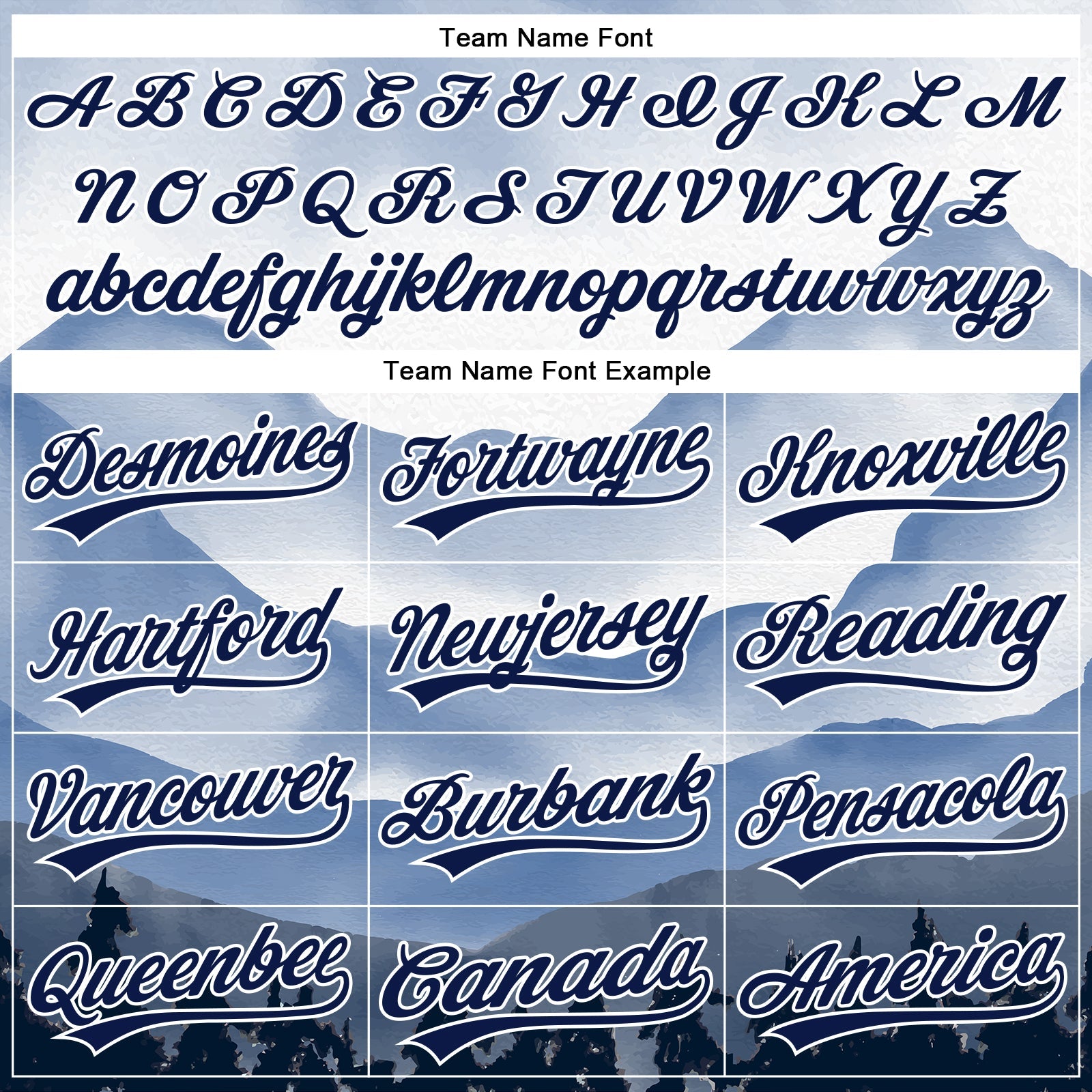Custom White Navy 3D Pattern Design Watercolor Mountains Authentic Baseball Jersey view 4