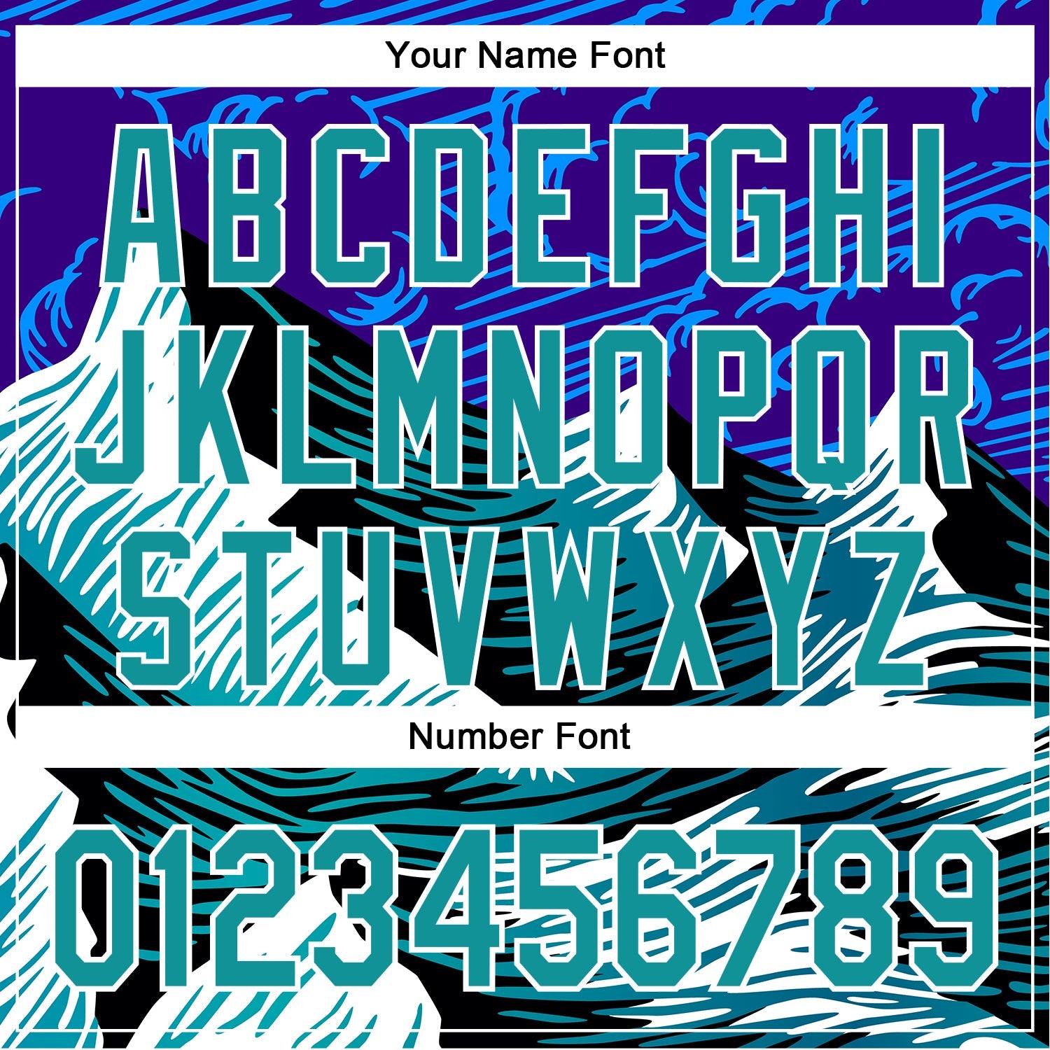 Custom Purple Teal-White 3D Pattern Design Mountains Authentic Baseball Jersey view 5