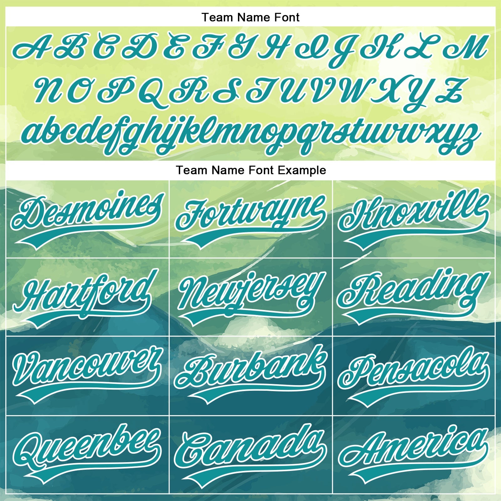 Custom Green Teal-White 3D Pattern Design Watercolor Mountains Authentic Baseball Jersey view 4