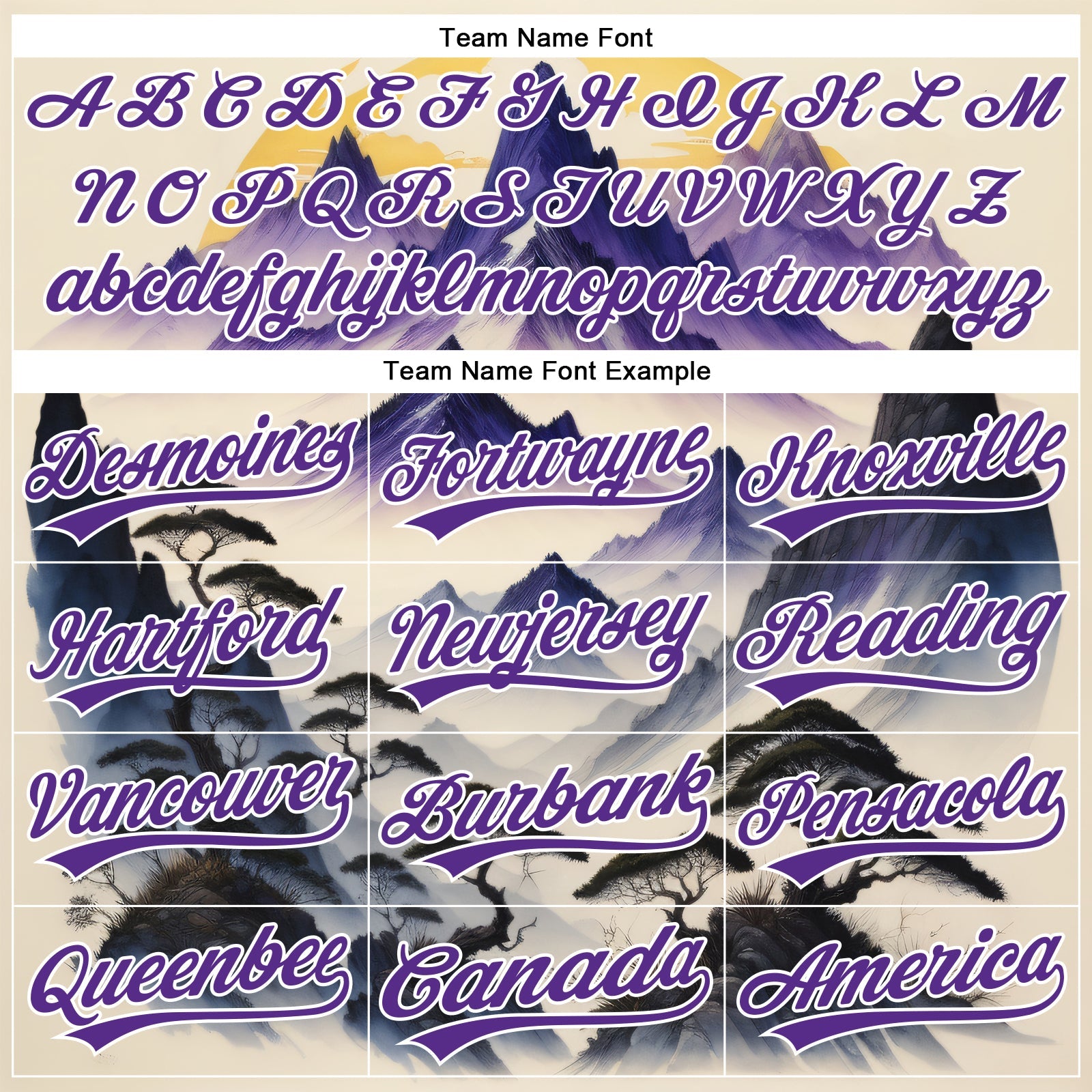 Custom White Purple 3D Pattern Design Mountains Landscape Authentic Baseball Jersey view 4