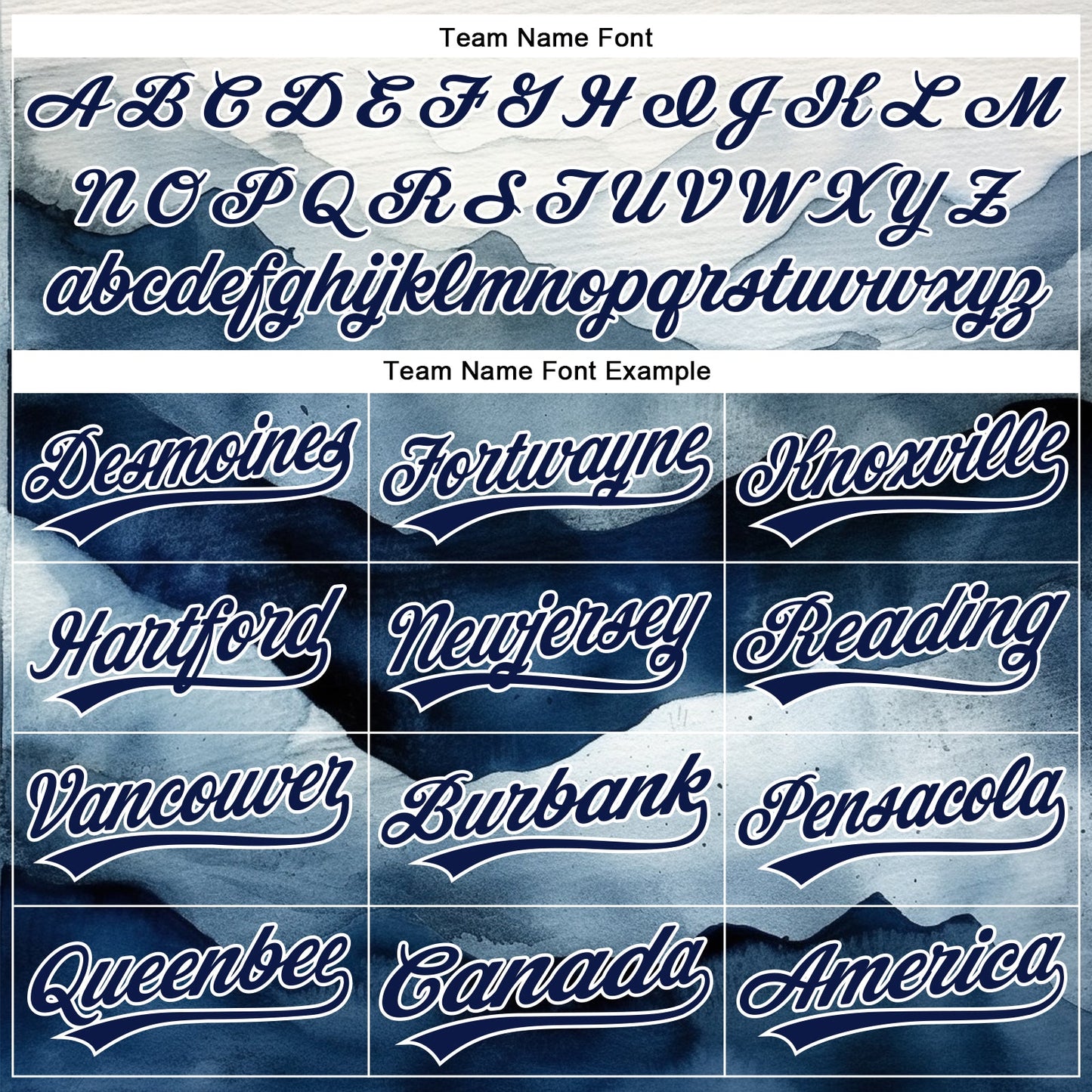 Custom White Navy 3D Pattern Design Watercolor Mountains Authentic Baseball Jersey view 4