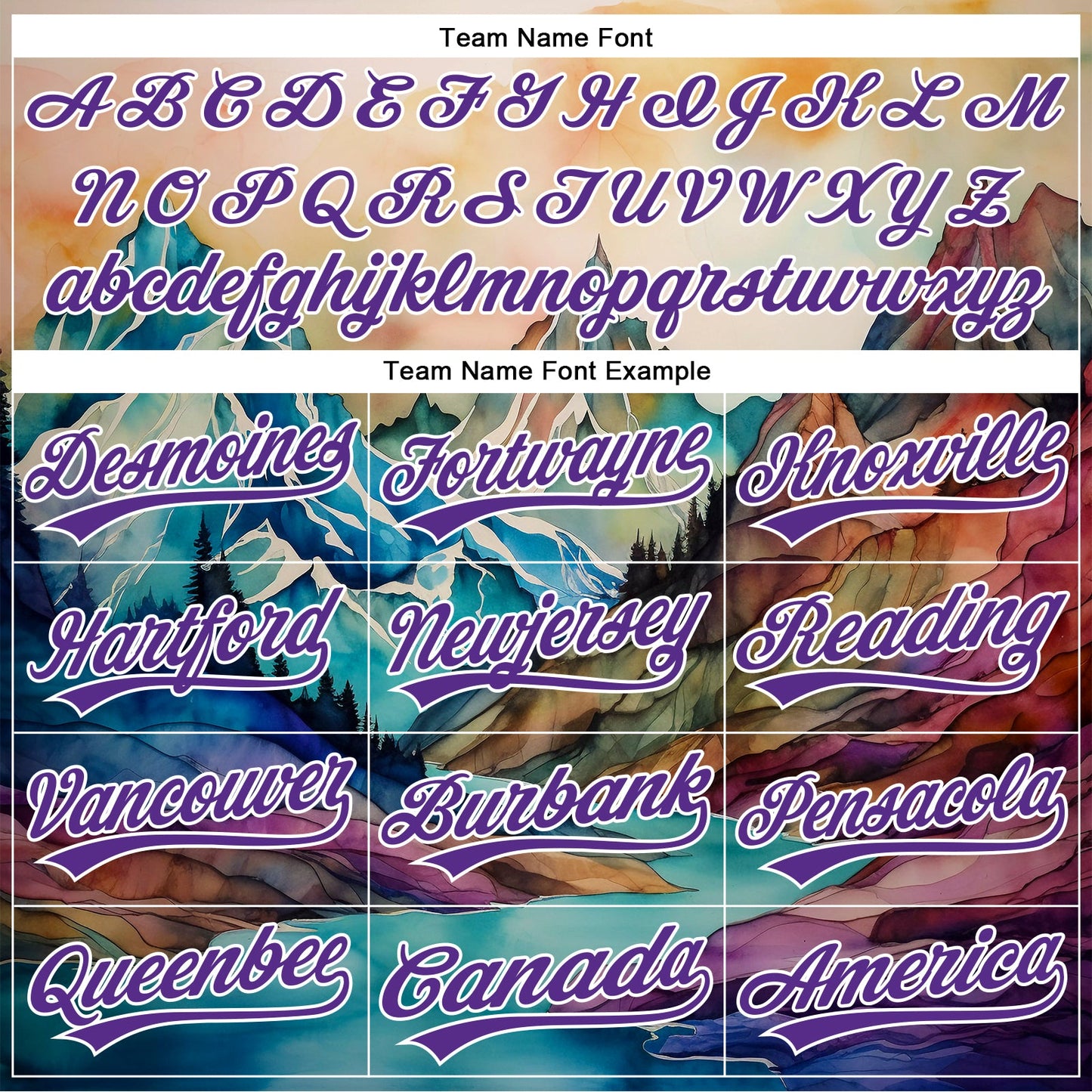 Custom White Purple 3D Pattern Design Mountains Landscape Authentic Baseball Jersey view 4