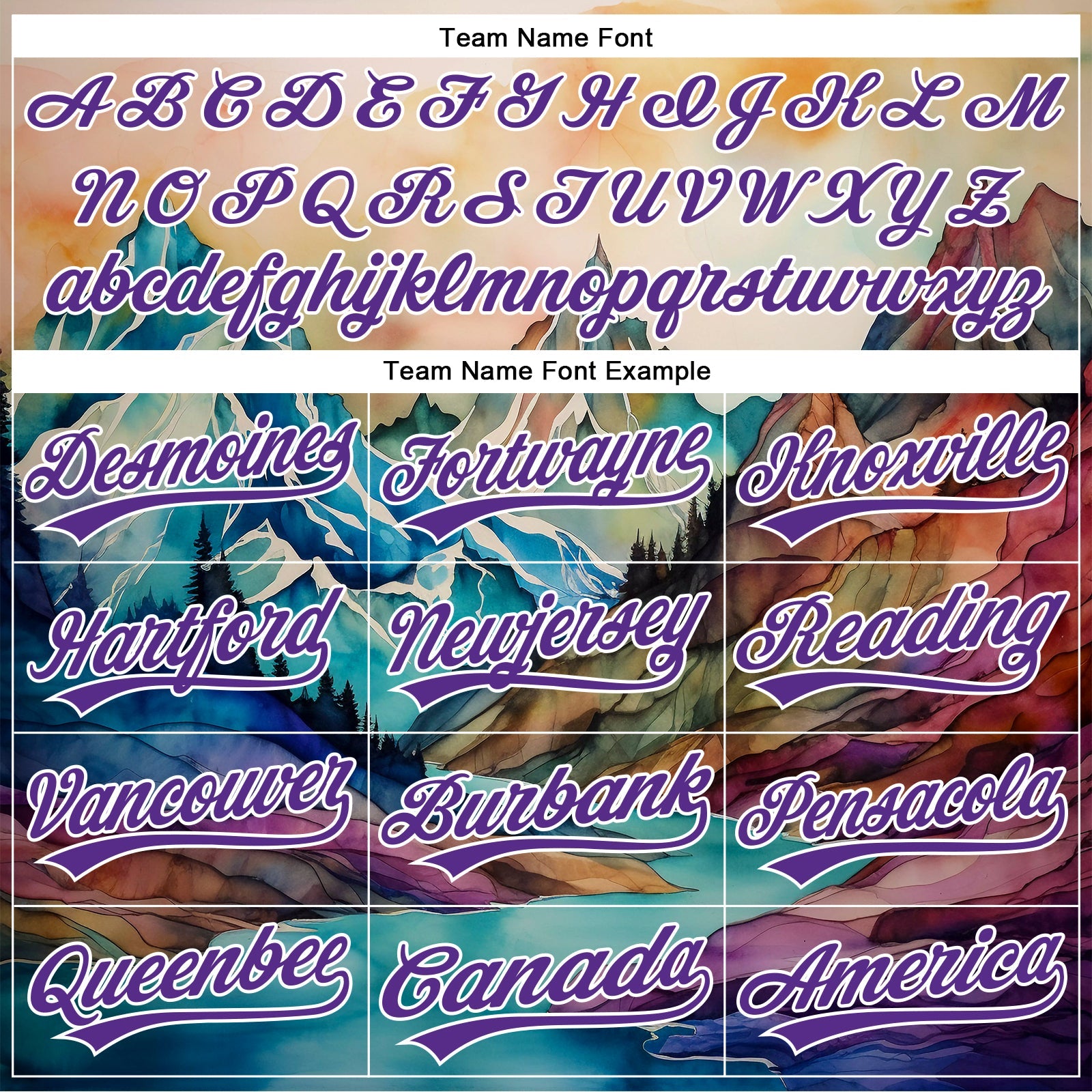 Custom White Purple 3D Pattern Design Mountains Landscape Authentic Baseball Jersey view 4