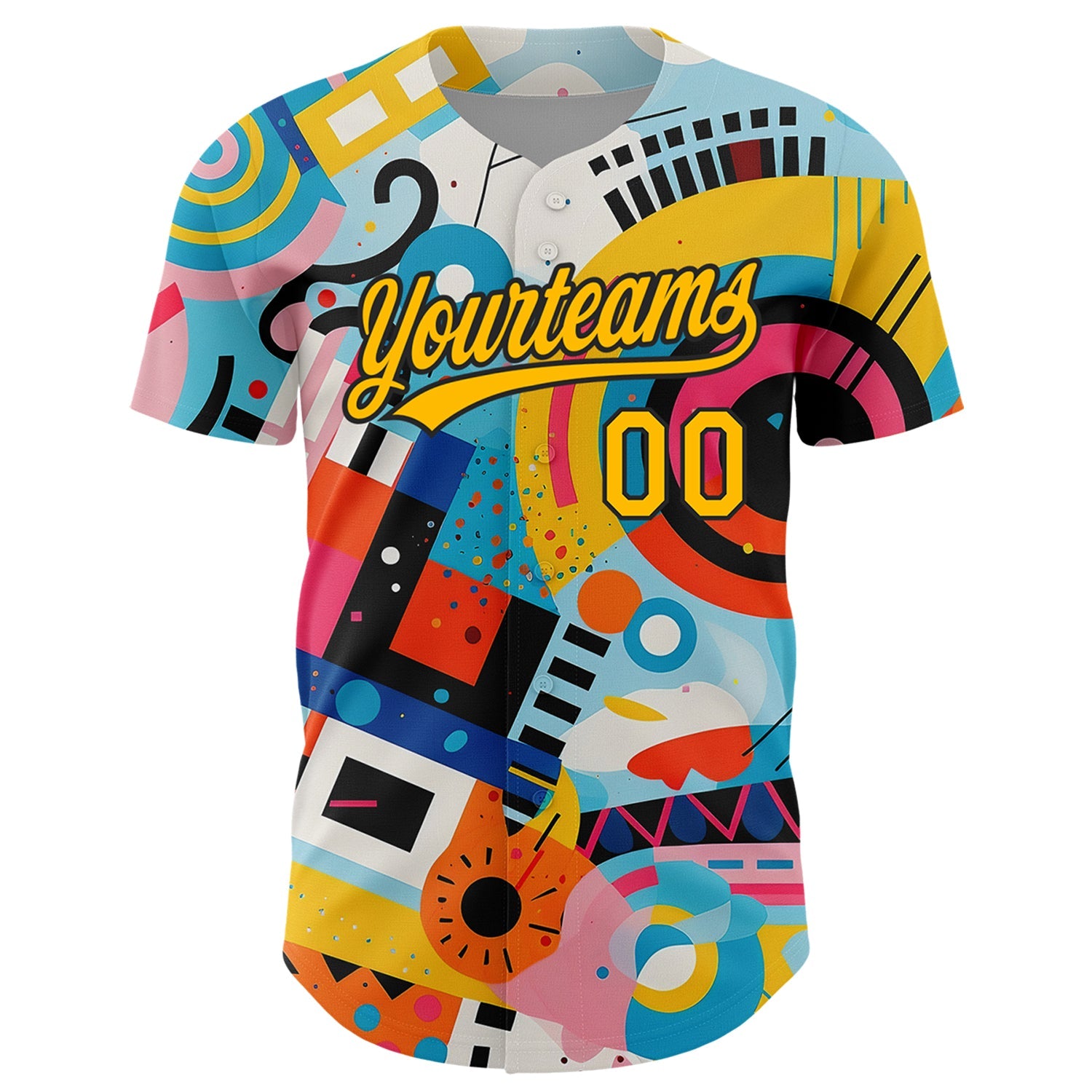 Custom White Gold-Black 3D Pattern Design Abstract Painting Authentic Baseball Jersey view 2