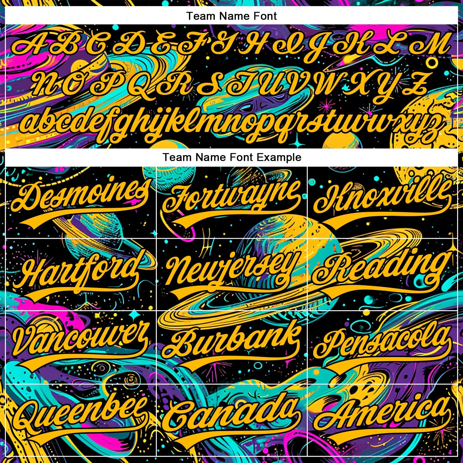 Custom Black Gold 3D Pattern Design Space With Planets And Stars Authentic Baseball Jersey view 4