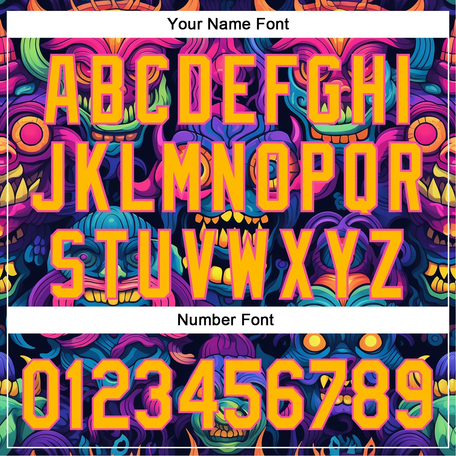 Custom Black Gold-Pink 3D Pattern Design Abstract Monsters Authentic Baseball Jersey view 5