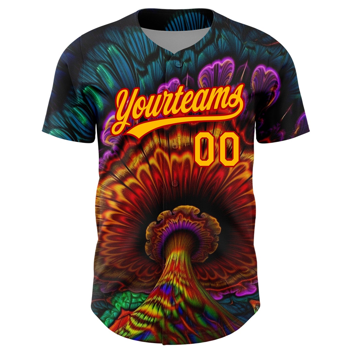 Custom Black Gold-Red 3D Pattern Design Peacock With Feather Authentic Baseball Jersey view 2