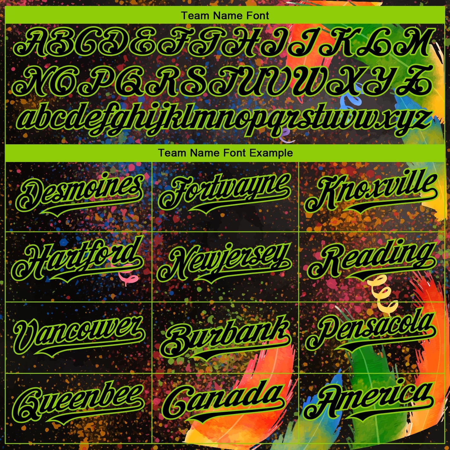 Custom Black Neon Green 3D Pattern Design Holi Festival Color Powder Authentic Baseball Jersey view 4