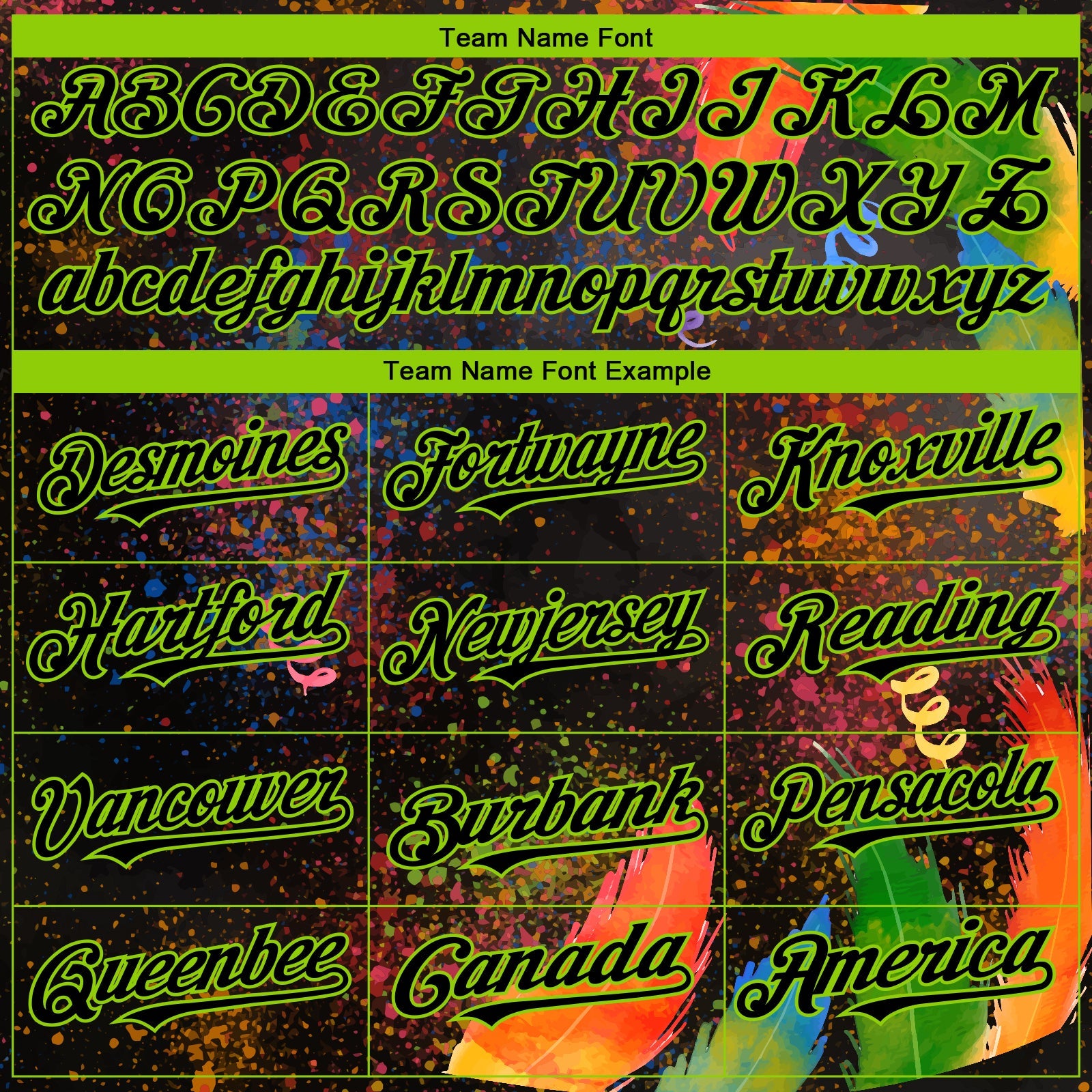 Custom Black Neon Green 3D Pattern Design Holi Festival Color Powder Authentic Baseball Jersey view 4