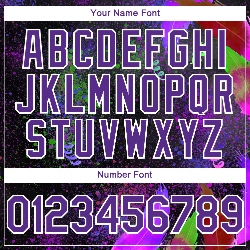Custom Black Purple-White 3D Pattern Design Holi Festival Color Powder Authentic Baseball Jersey view 5