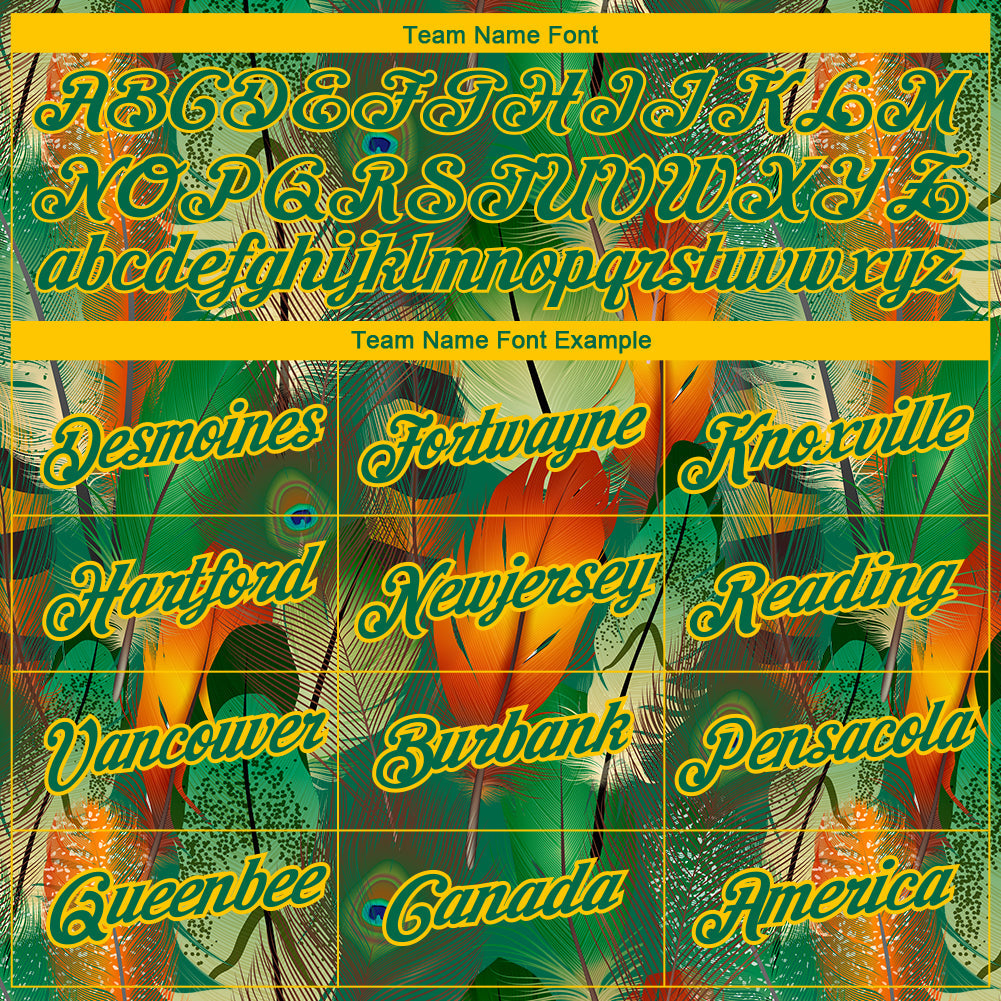Custom Black Kelly Green-Yellow Feathers 3D Pattern Design Feathers Performance T-Shirt view 3