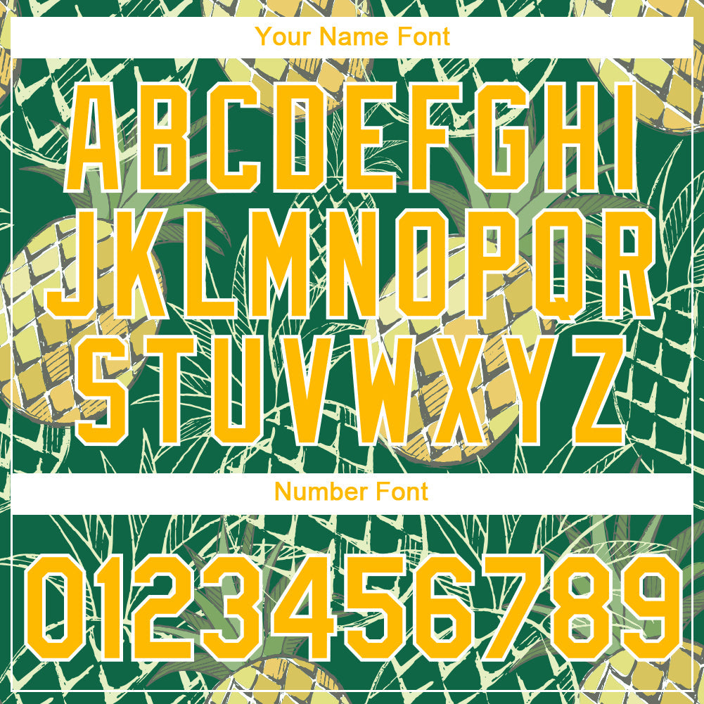 Custom Kelly Green Gold-White 3D Pattern Design Summer Holiday Pineapple Performance T-Shirt view 4