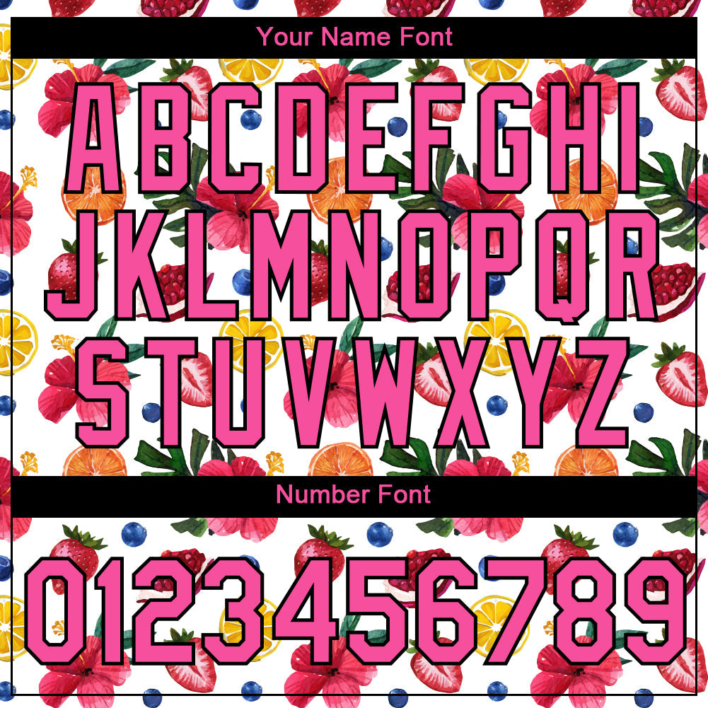 Custom White Pink-Black 3D Pattern Design Summer Holiday Fruit And Flower Performance T-Shirt view 4