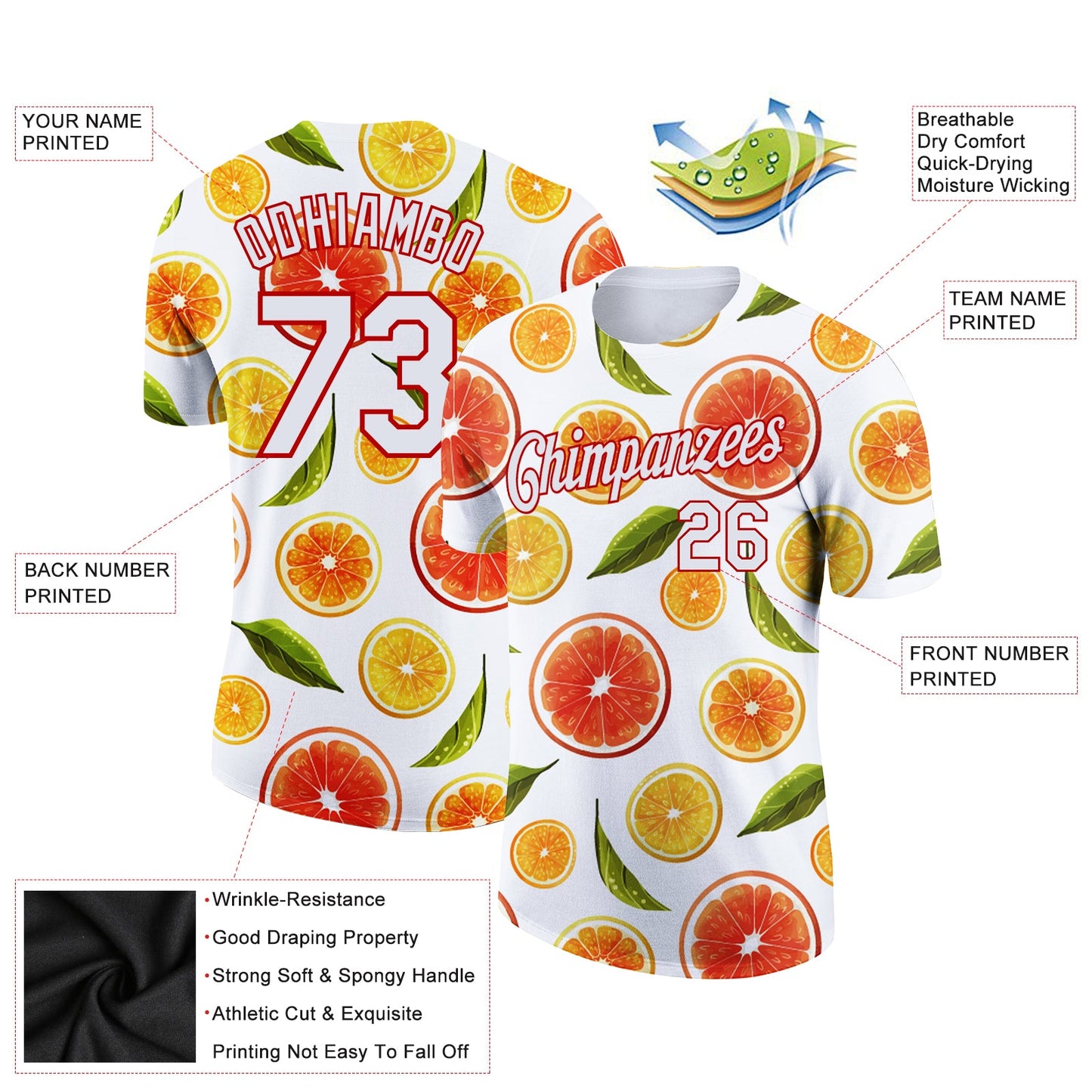 Custom White Red 3D Pattern Design Summer Holiday Fruit Performance T-Shirt view 2
