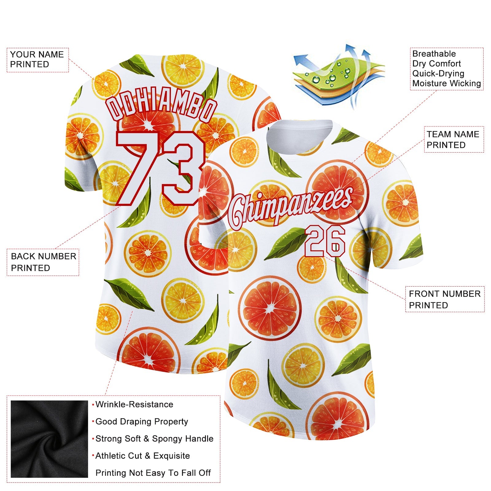 Custom White Red 3D Pattern Design Summer Holiday Fruit Performance T-Shirt view 2