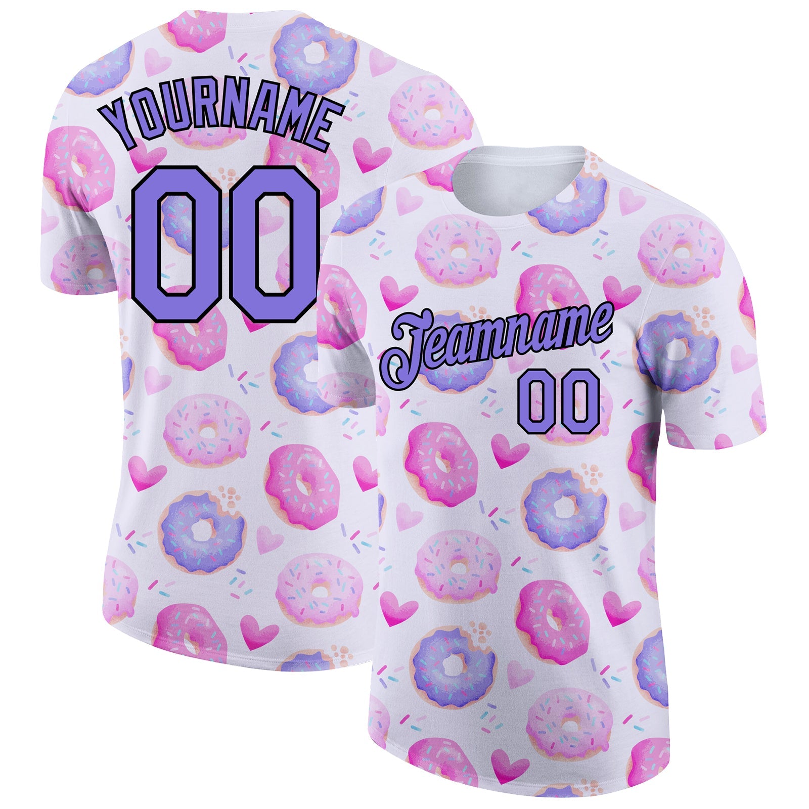 Custom White Purple-Black 3D Pattern Design Dessert Performance T-Shirt - Main View